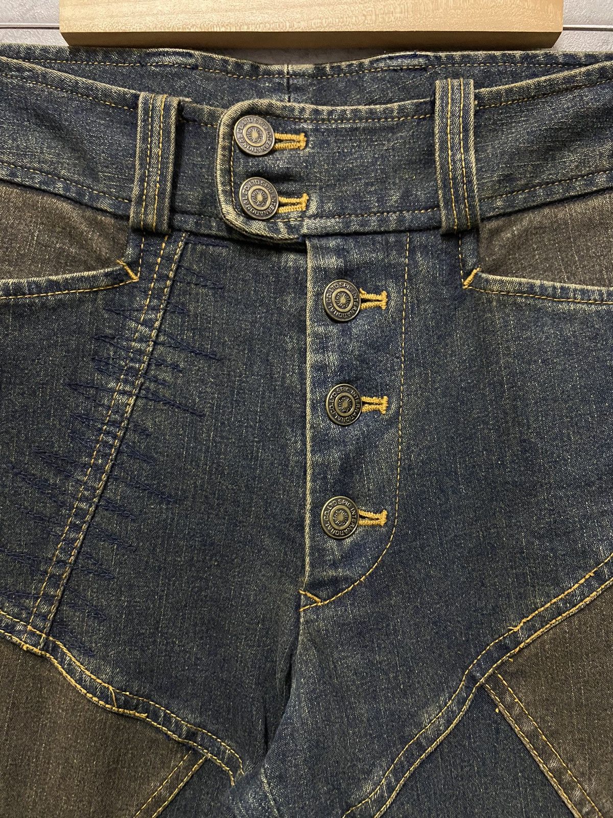 Tornado Mart Tornado Mart Panelled Layer Flared Denim Pants Size US 30 / EU 46 - 19 Thumbnail