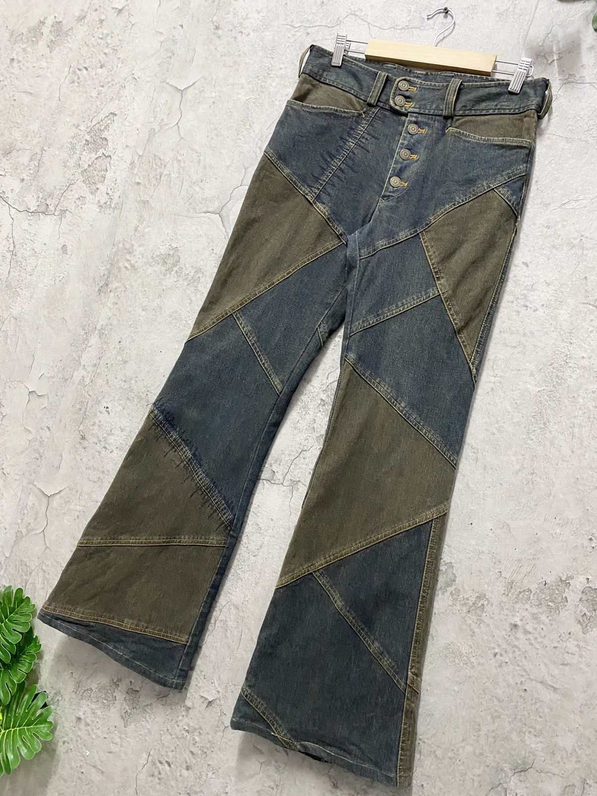 Tornado Mart Tornado Mart Panelled Layer Flared Denim Pants Size US 30 / EU 46 - 3 Thumbnail