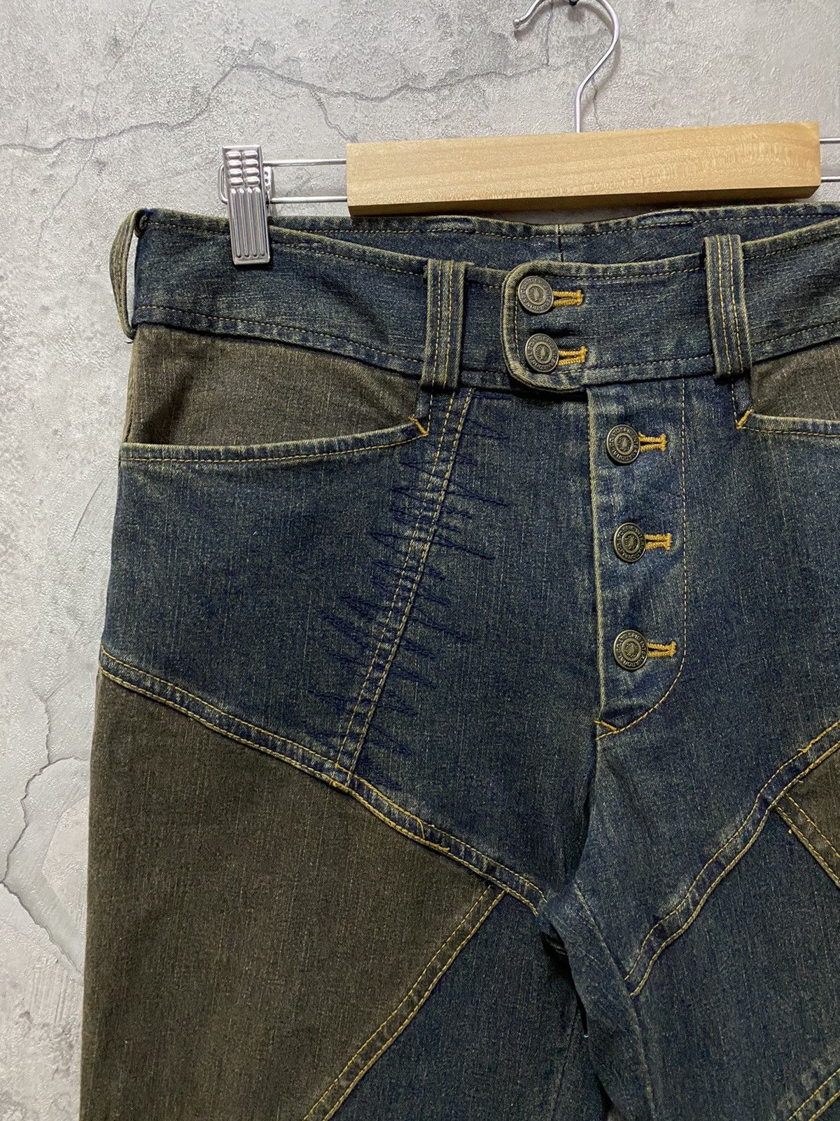 Tornado Mart Tornado Mart Panelled Layer Flared Denim Pants Size US 30 / EU 46 - 10 Thumbnail