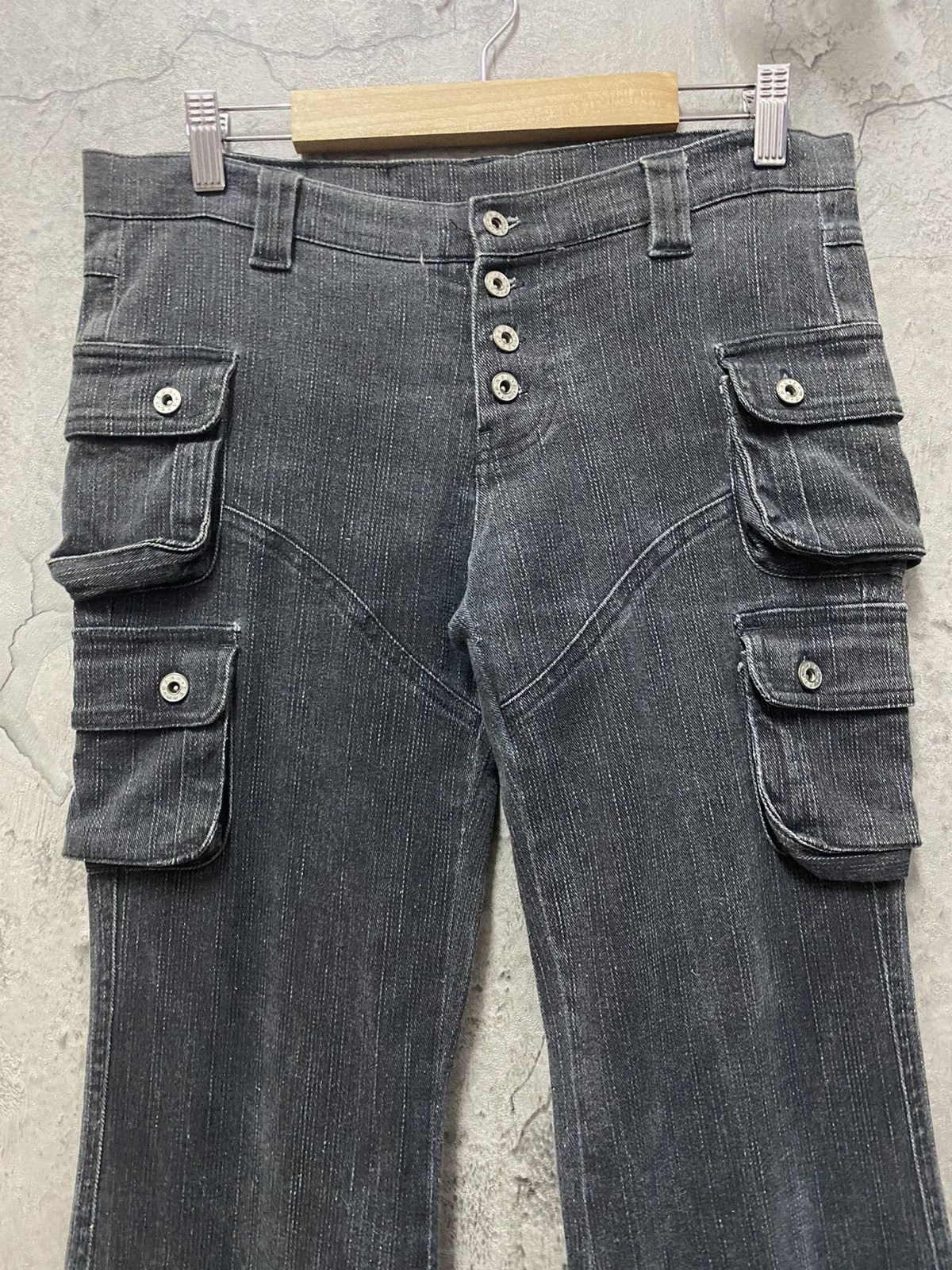 Designer × Japanese Brand × Vintage Lowbox Japan Multi Pocket Crazy Flared Cargo Pants Vintage Size US 31 - 4 Thumbnail