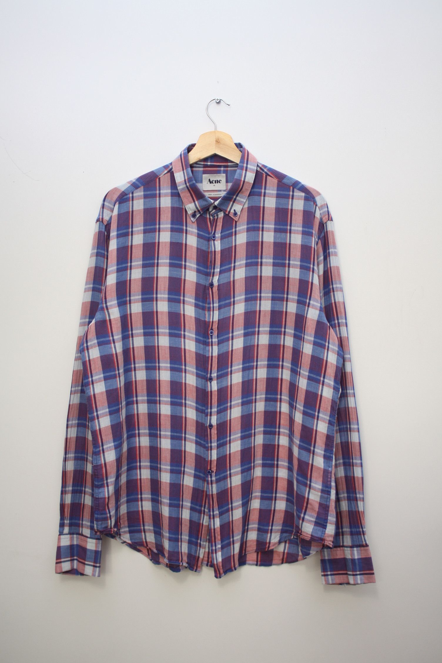 Acne Studios Acne Pop Classic Checkered L/S Linen Blend Shirt Men's Size US L / EU 52-54 / 3 - 2 Thumbnail