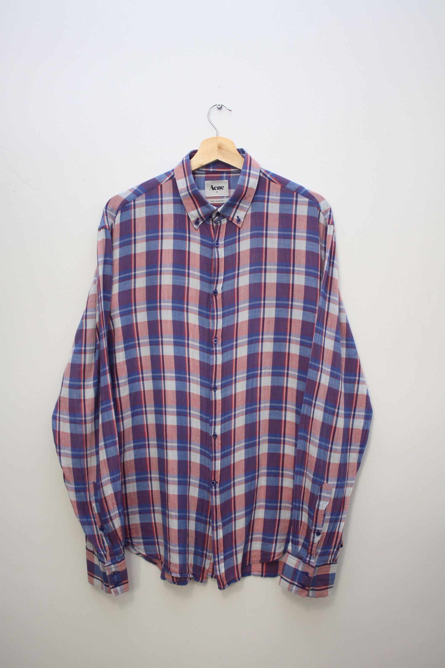 Acne Studios Acne Pop Classic Checkered L/S Linen Blend Shirt Men's Size US L / EU 52-54 / 3 - 3 Thumbnail