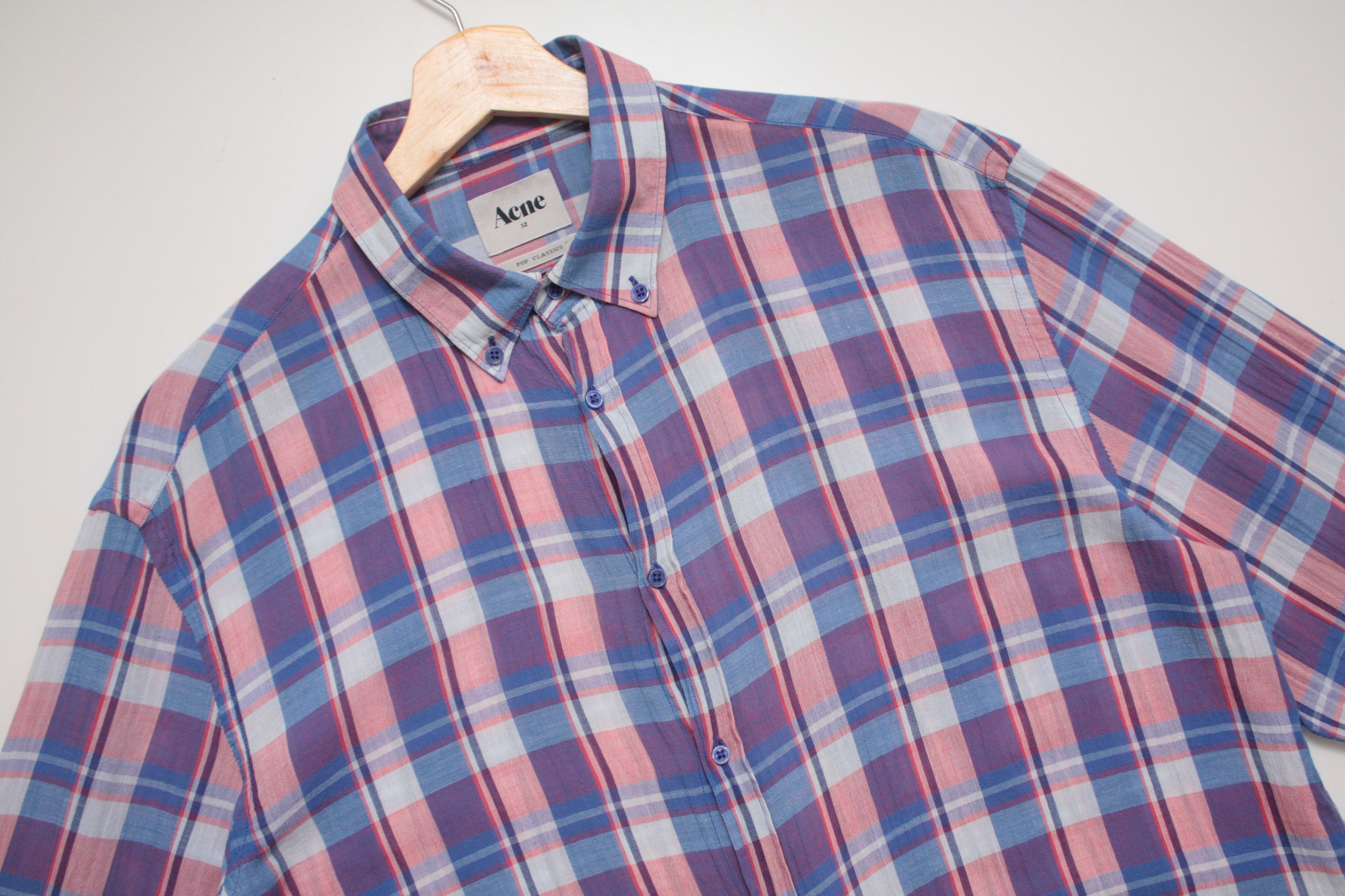 Acne Studios Acne Pop Classic Checkered L/S Linen Blend Shirt Men's Size US L / EU 52-54 / 3 - 1 Thumbnail