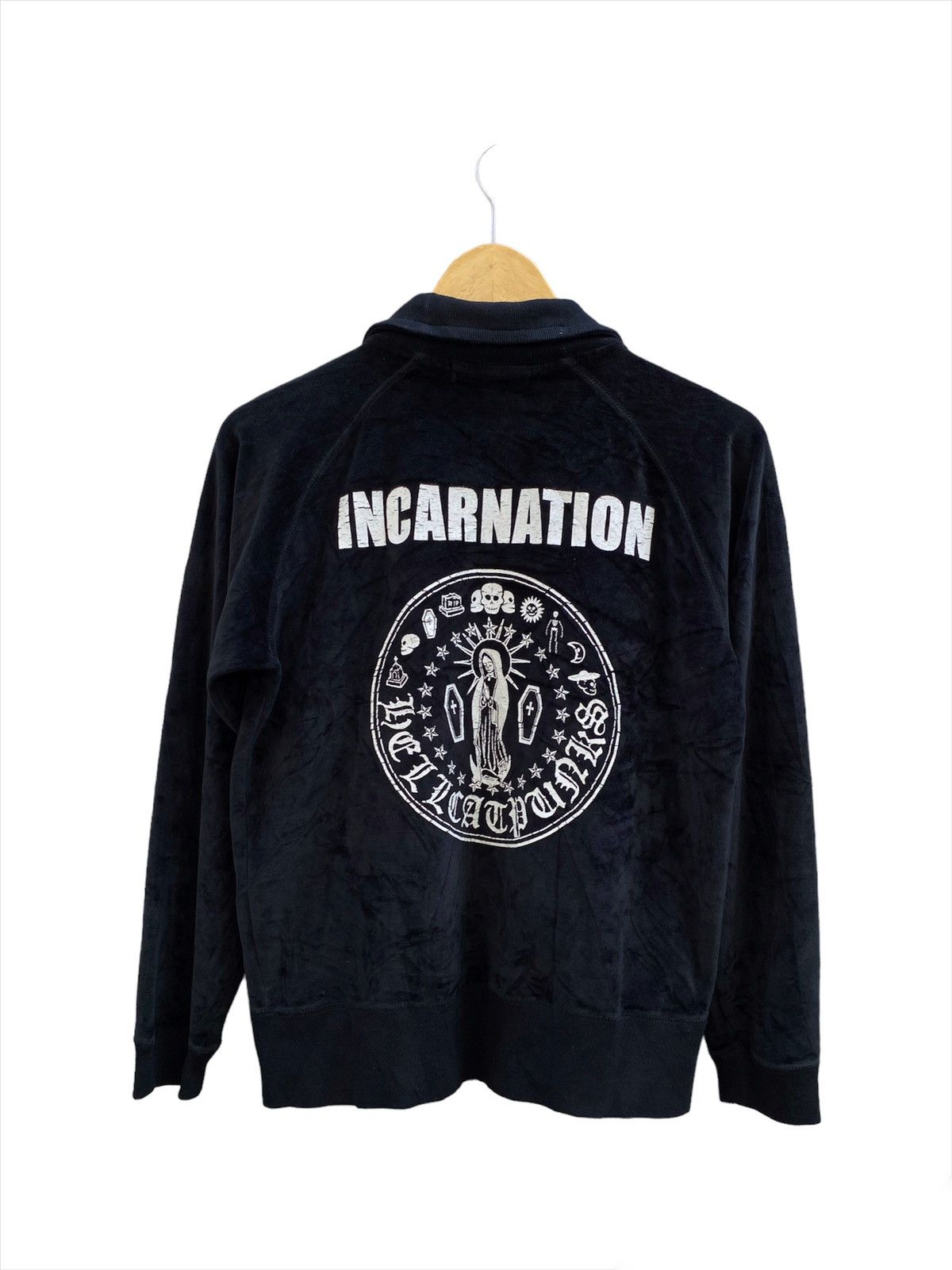 Pre-owned Beauty Beast X Hysteric Glamour Hellcat Punks “incarnation” Velvet Zip Up Sweatshirt In Black