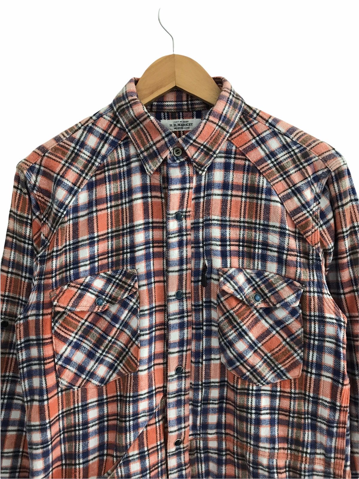 HOLLYWOOD RANCH MARKET HR Market Seilin & Co Multi Pocket Heavy Flannel Shirt Size US M / EU 48-50 / 2 - 2 Thumbnail