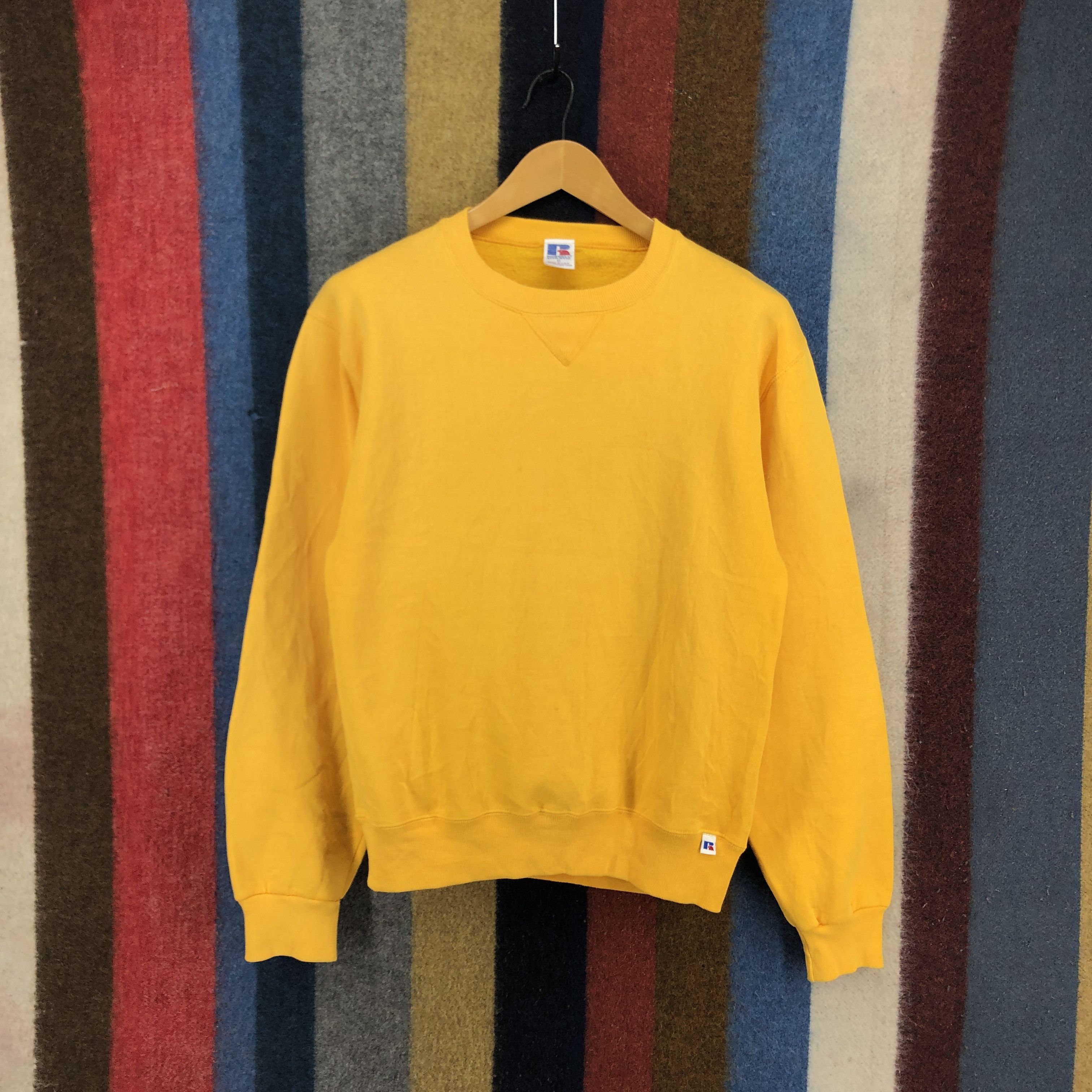 image of Made In USA x Russell Athletic 90's Vintage Russell Athletic Crew Neck Sweatshirt 0352/o in Yellow 