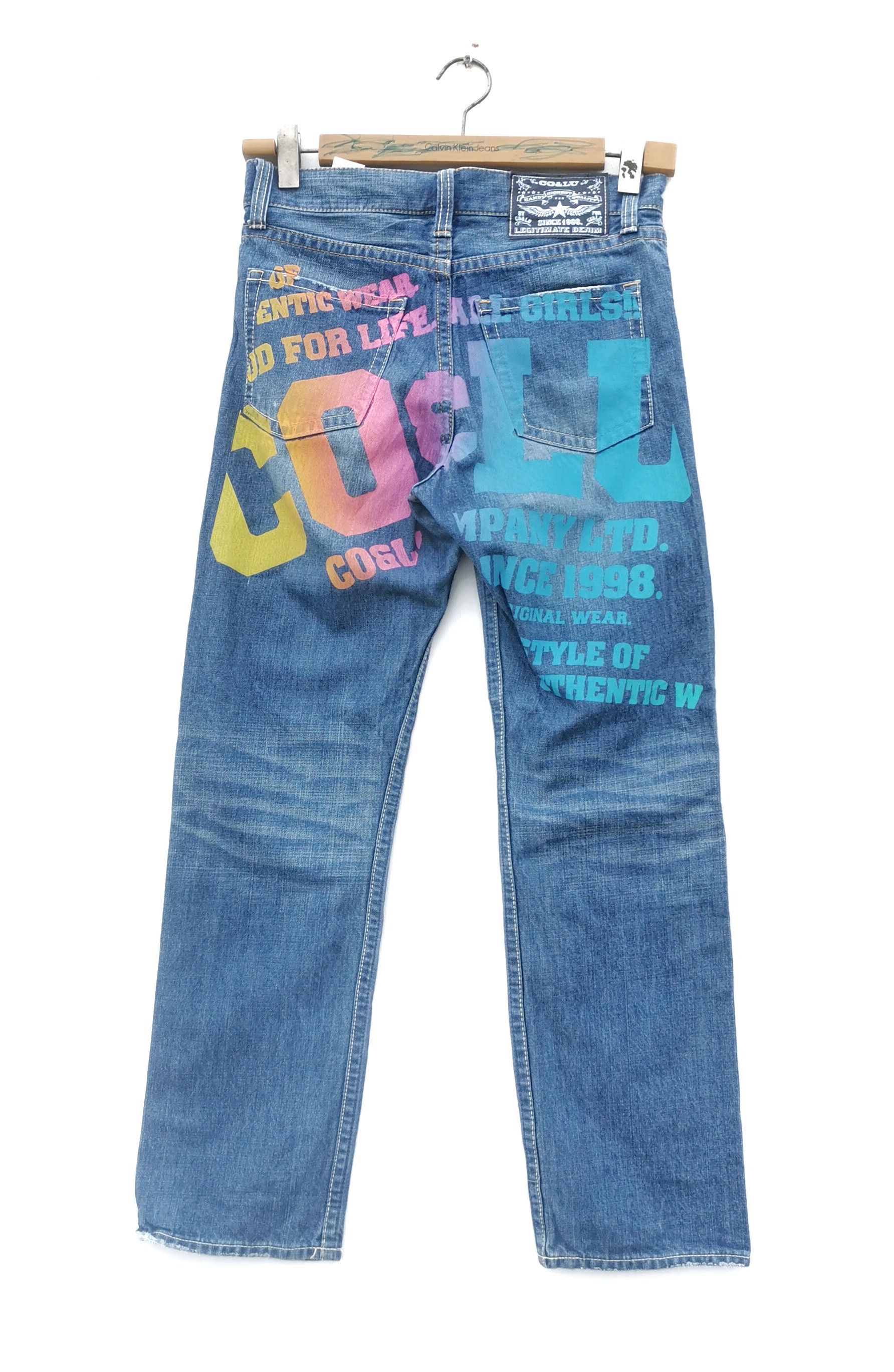 Japanese Brand 🔥Co&Lu Rainbow Colour Big Logo Evisu Daicock Denim Jeans🔥 Size US 31 - 2 Thumbnail
