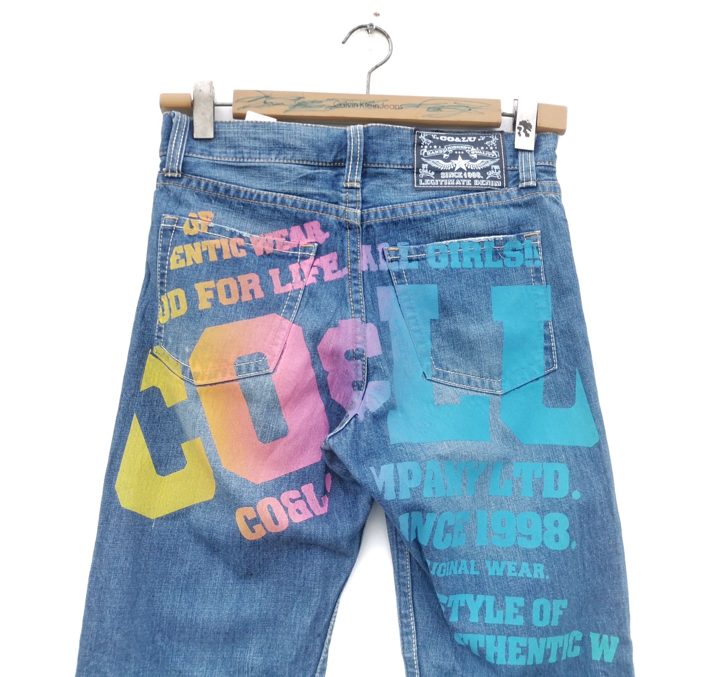 Japanese Brand 🔥Co&Lu Rainbow Colour Big Logo Evisu Daicock Denim Jeans🔥 Size US 31 - 1 Thumbnail