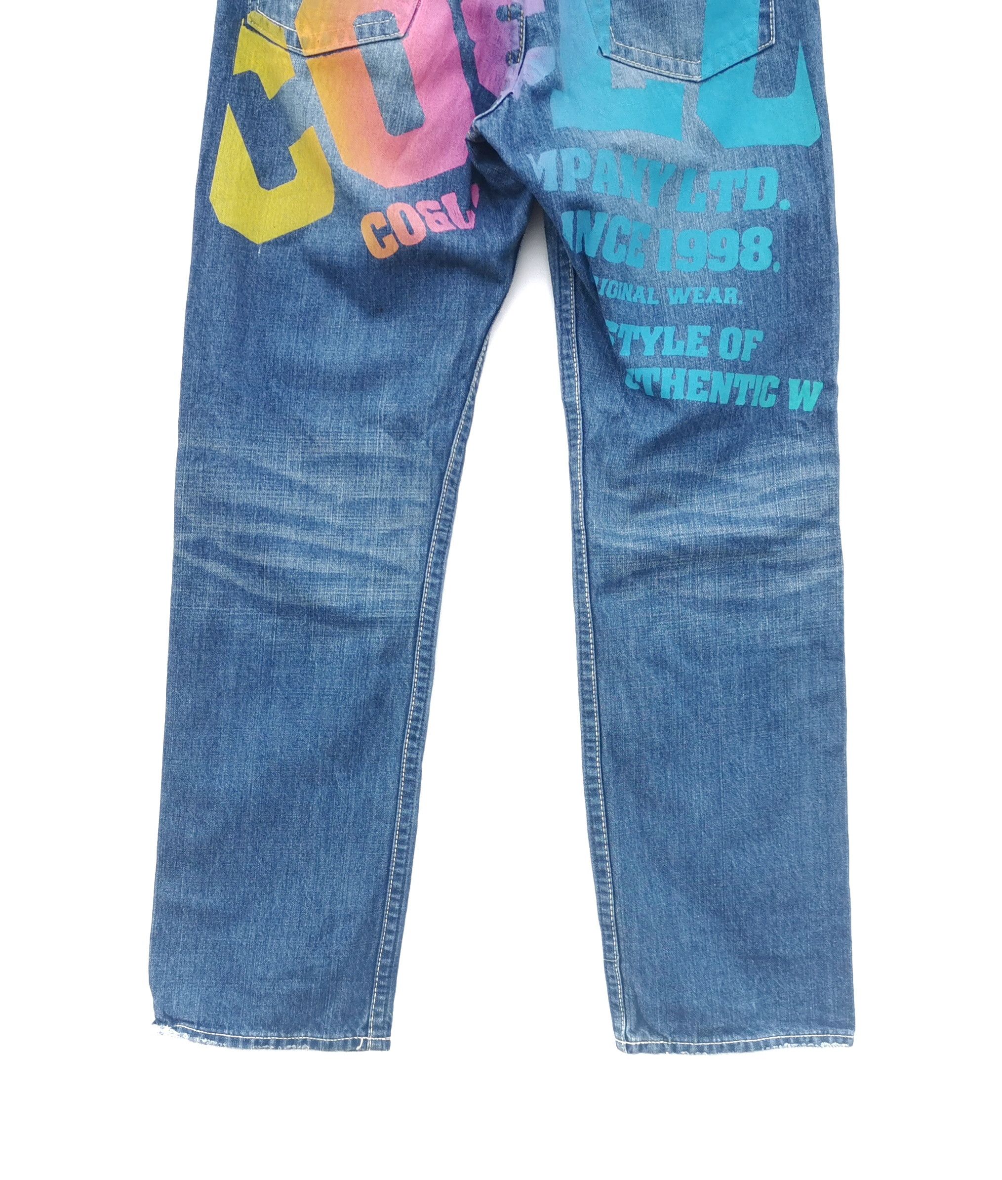 Japanese Brand 🔥Co&Lu Rainbow Colour Big Logo Evisu Daicock Denim Jeans🔥 Size US 31 - 5 Thumbnail