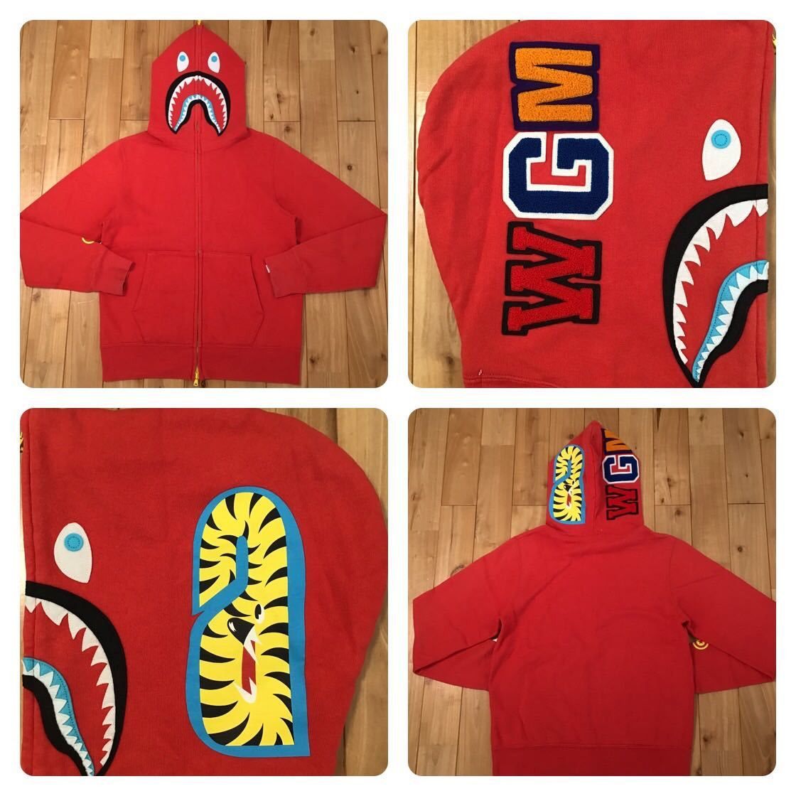 Bape 2010 BAPE Neon shark full zip hoodie red Size US S / EU 44-46 / 1 - 1 Thumbnail