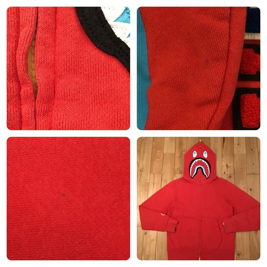 Bape 2010 BAPE Neon shark full zip hoodie red Size US S / EU 44-46 / 1 - 8 Thumbnail