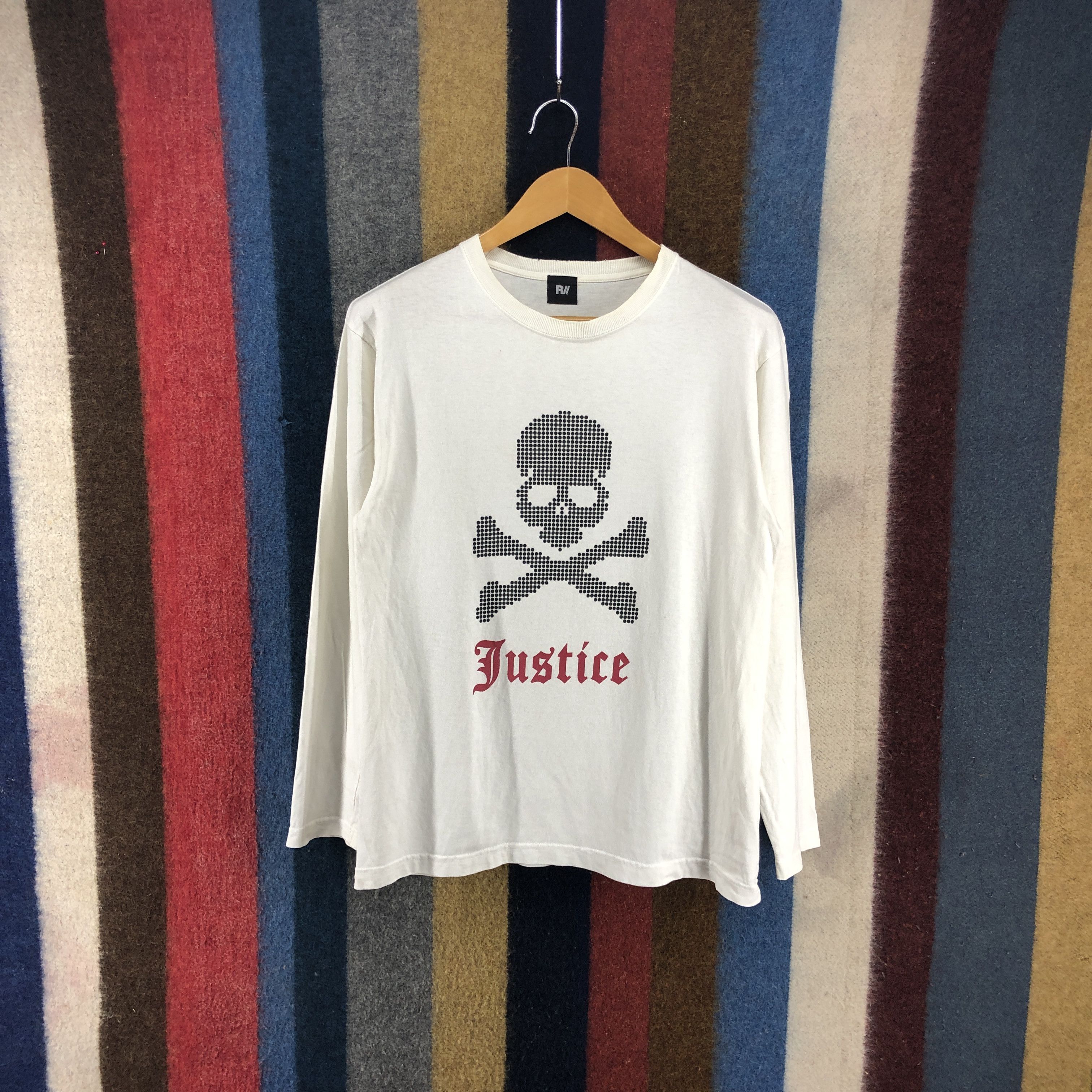 Japanese Brand JUSTICE by R// Long Sleeve Tees Hazard Skull #0205/J Size US S / EU 44-46 / 1 - 1 Thumbnail