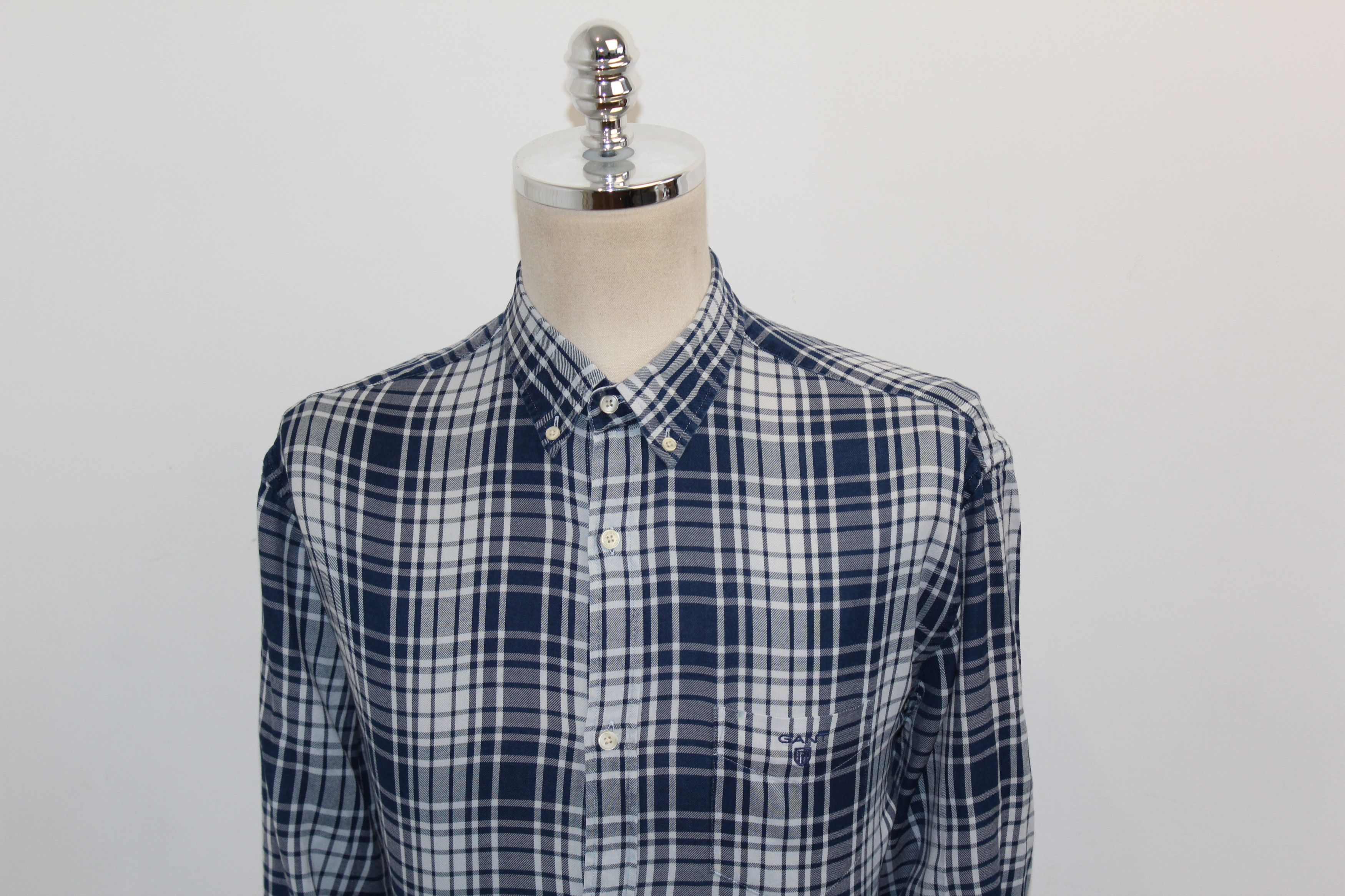 Gant GANT Long Sleeve Blue Check Shirt Size US XL / EU 56 / 4 - 5 Thumbnail