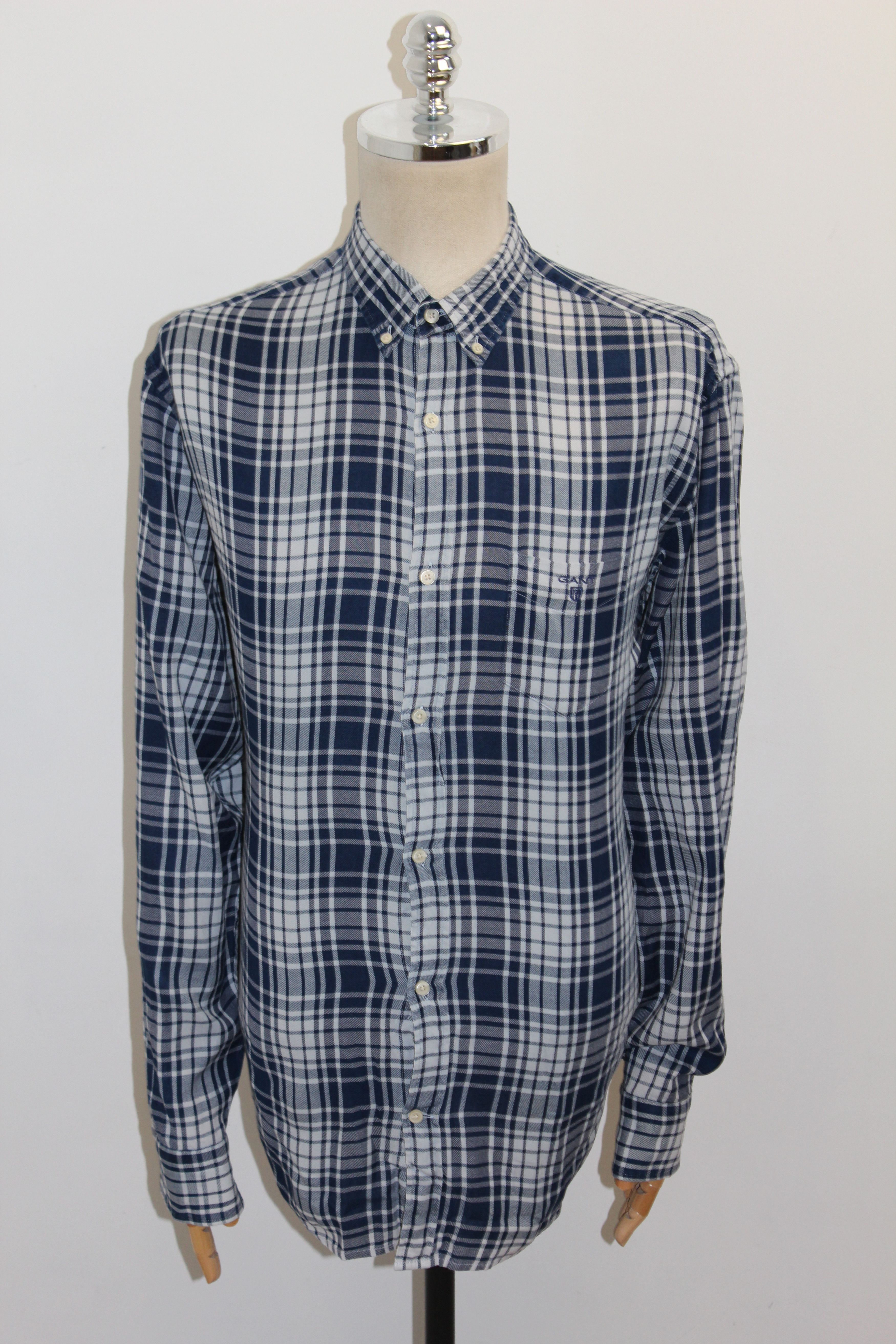 Gant GANT Long Sleeve Blue Check Shirt Size US XL / EU 56 / 4 - 2 Thumbnail