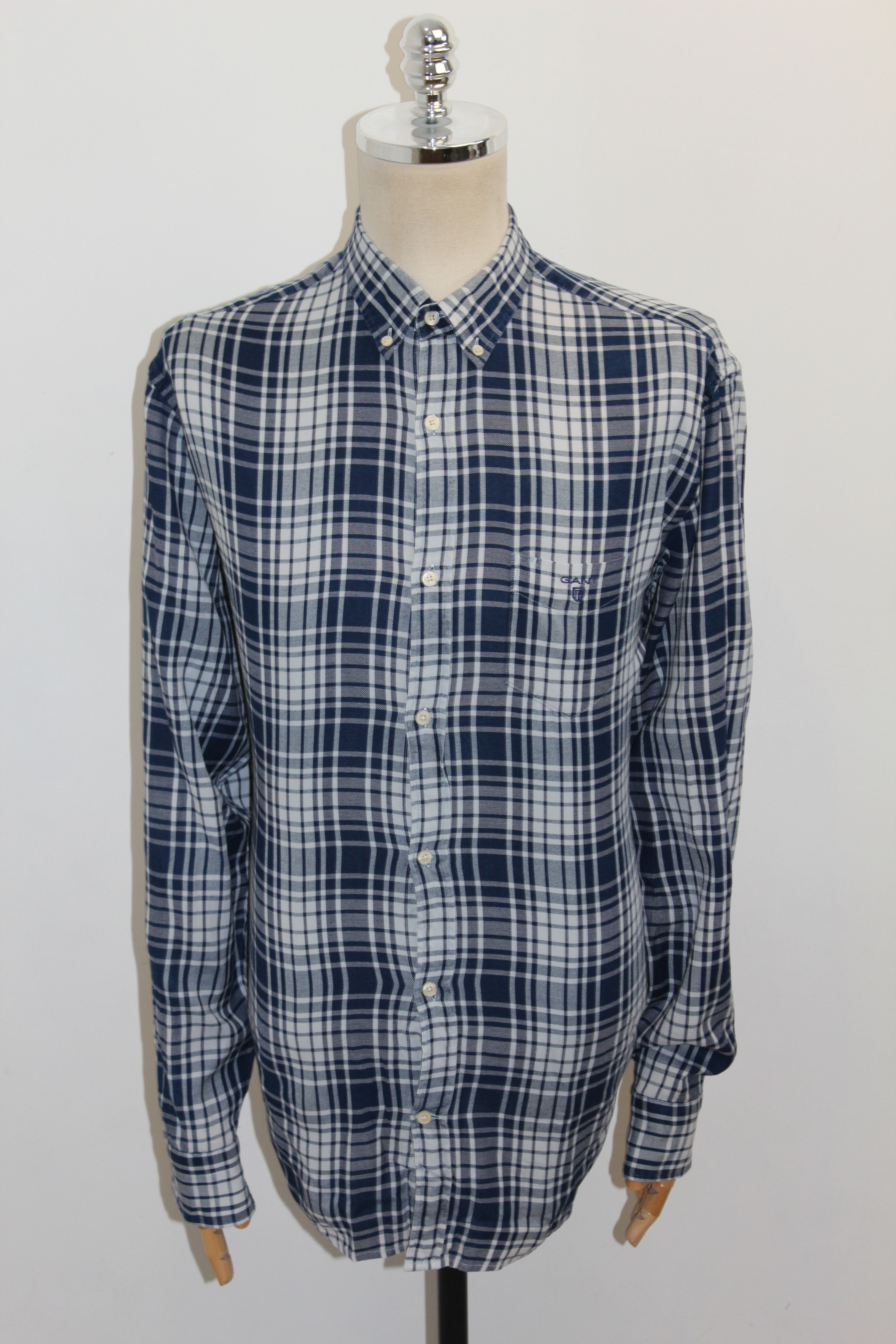 Gant GANT Long Sleeve Blue Check Shirt Size US XL / EU 56 / 4 - 3 Thumbnail