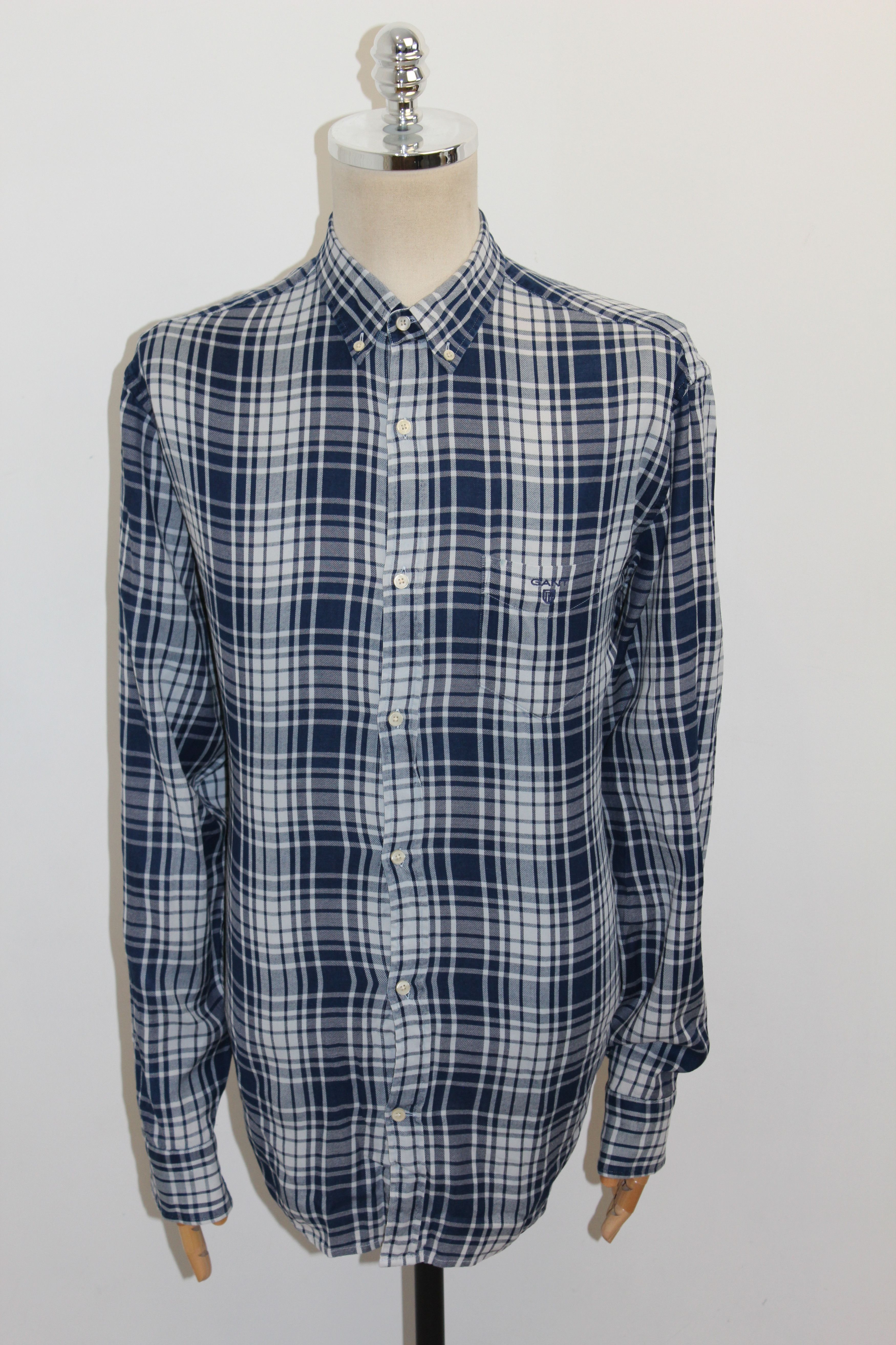 Gant GANT Long Sleeve Blue Check Shirt Size US XL / EU 56 / 4 - 4 Thumbnail