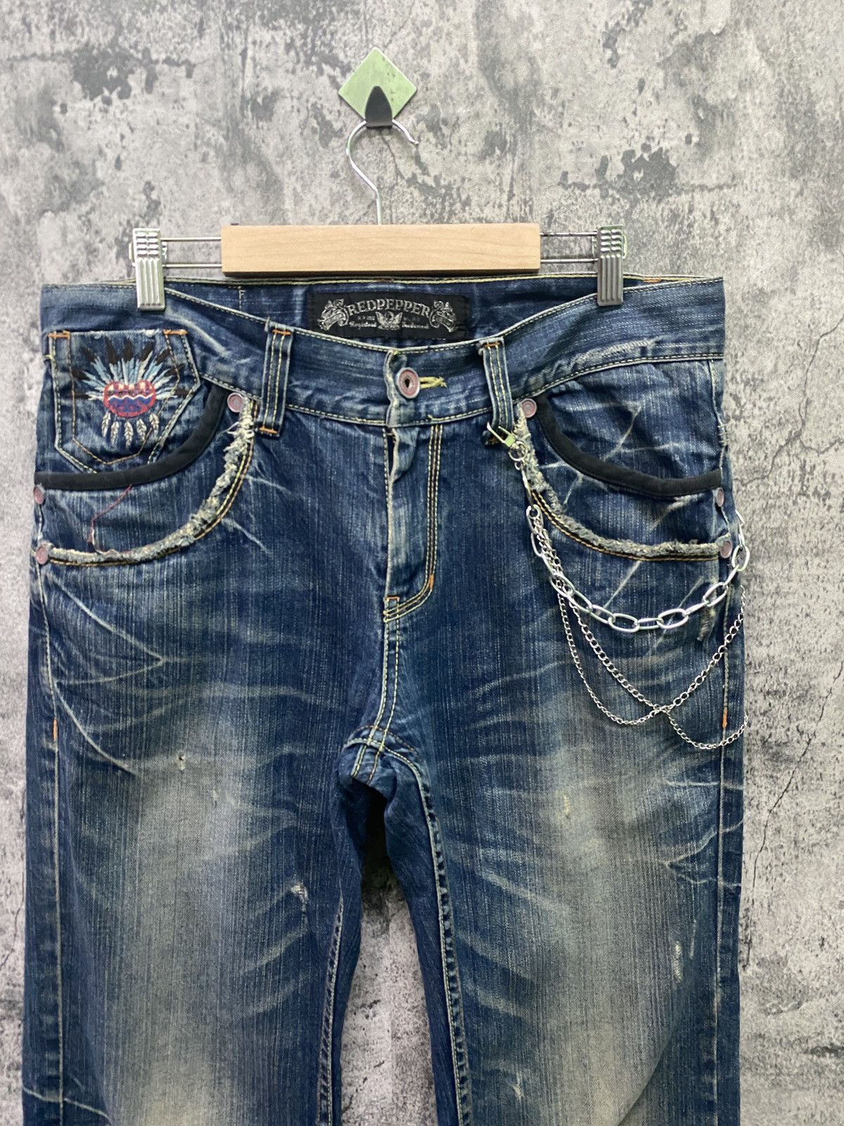 Japanese Brand REDPEPPER Embroidered Back Design Denim Size US 34 / EU 50 - 3 Thumbnail