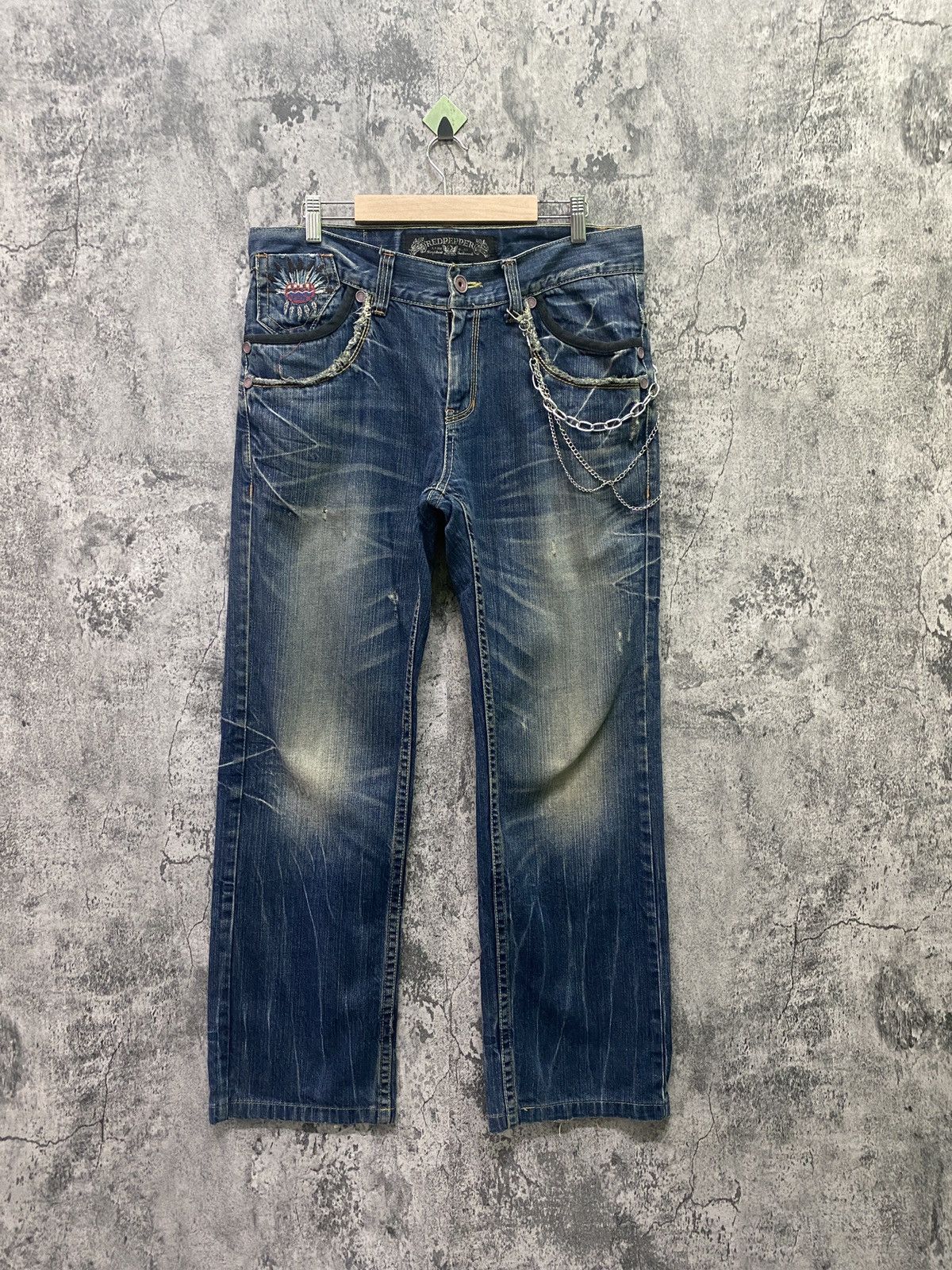 Japanese Brand REDPEPPER Embroidered Back Design Denim Size US 34 / EU 50 - 2 Thumbnail