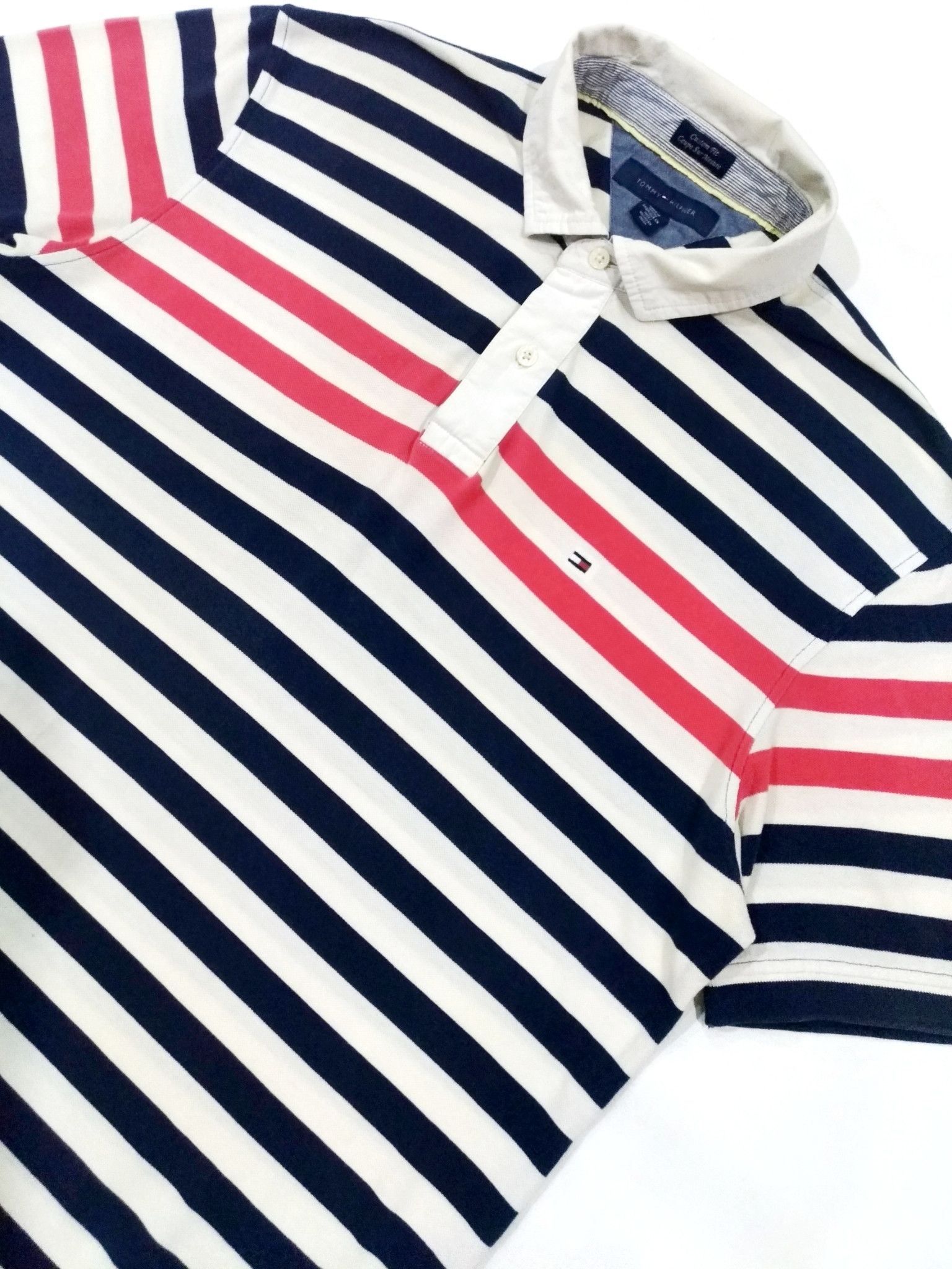 Tommy Hilfiger × Tommy Jeans RARE! TOMMY HILFIGER BRAND COLORWAY STRIPES POLO SHIRT Size US XL / EU 56 / 4 - 7 Thumbnail