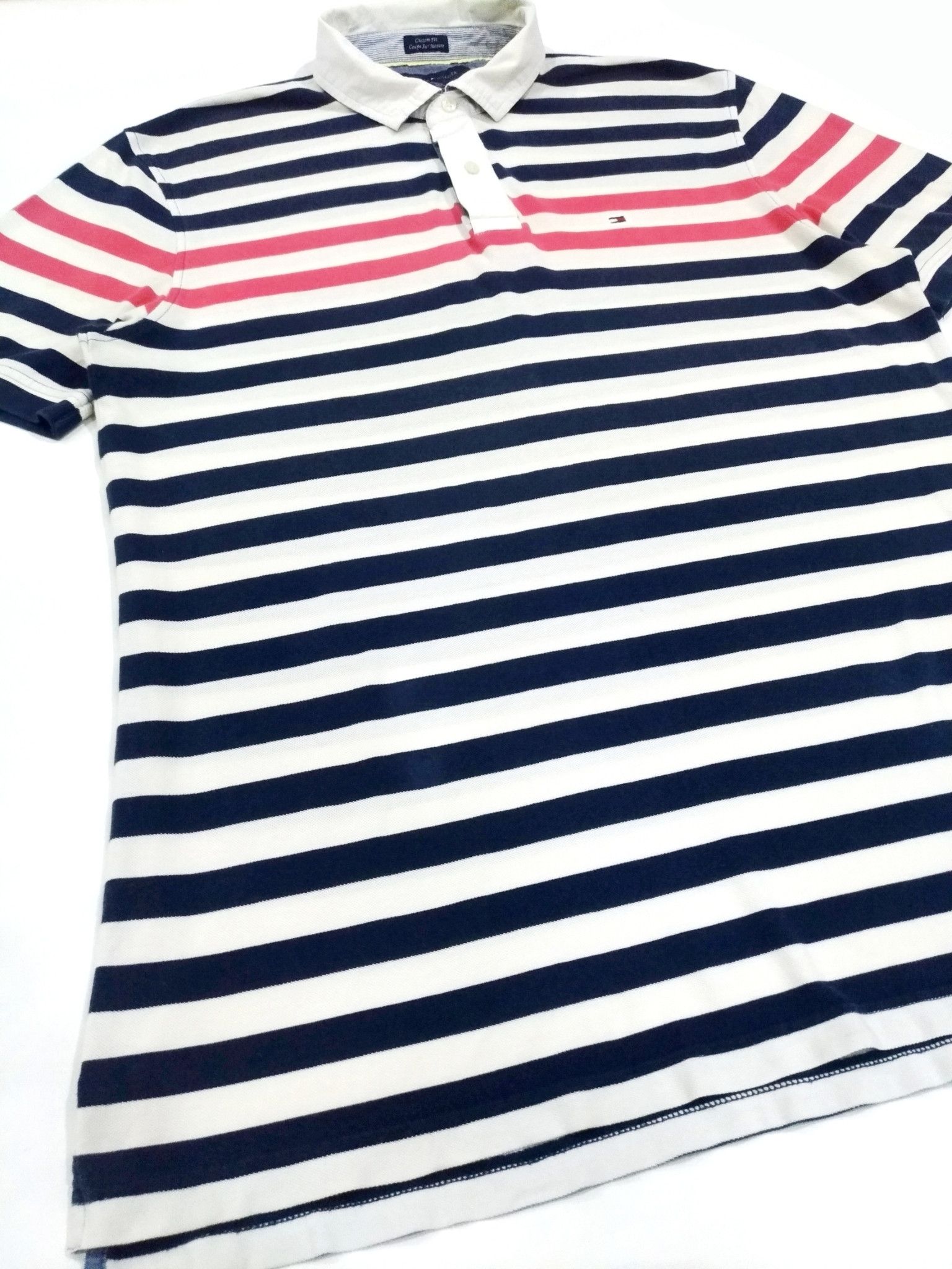 Tommy Hilfiger × Tommy Jeans RARE! TOMMY HILFIGER BRAND COLORWAY STRIPES POLO SHIRT Size US XL / EU 56 / 4 - 6 Thumbnail