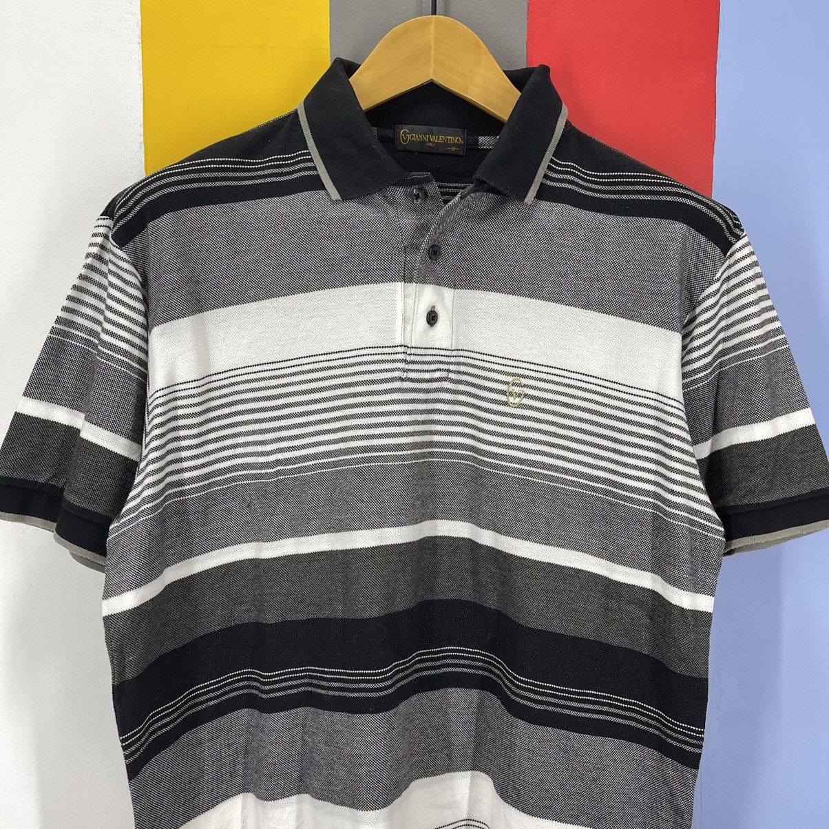 Gianni Valentino GIANNI VALENTINO Stripe Polo T Shirt #1092/AM Size US L / EU 52-54 / 3 - 2 Thumbnail