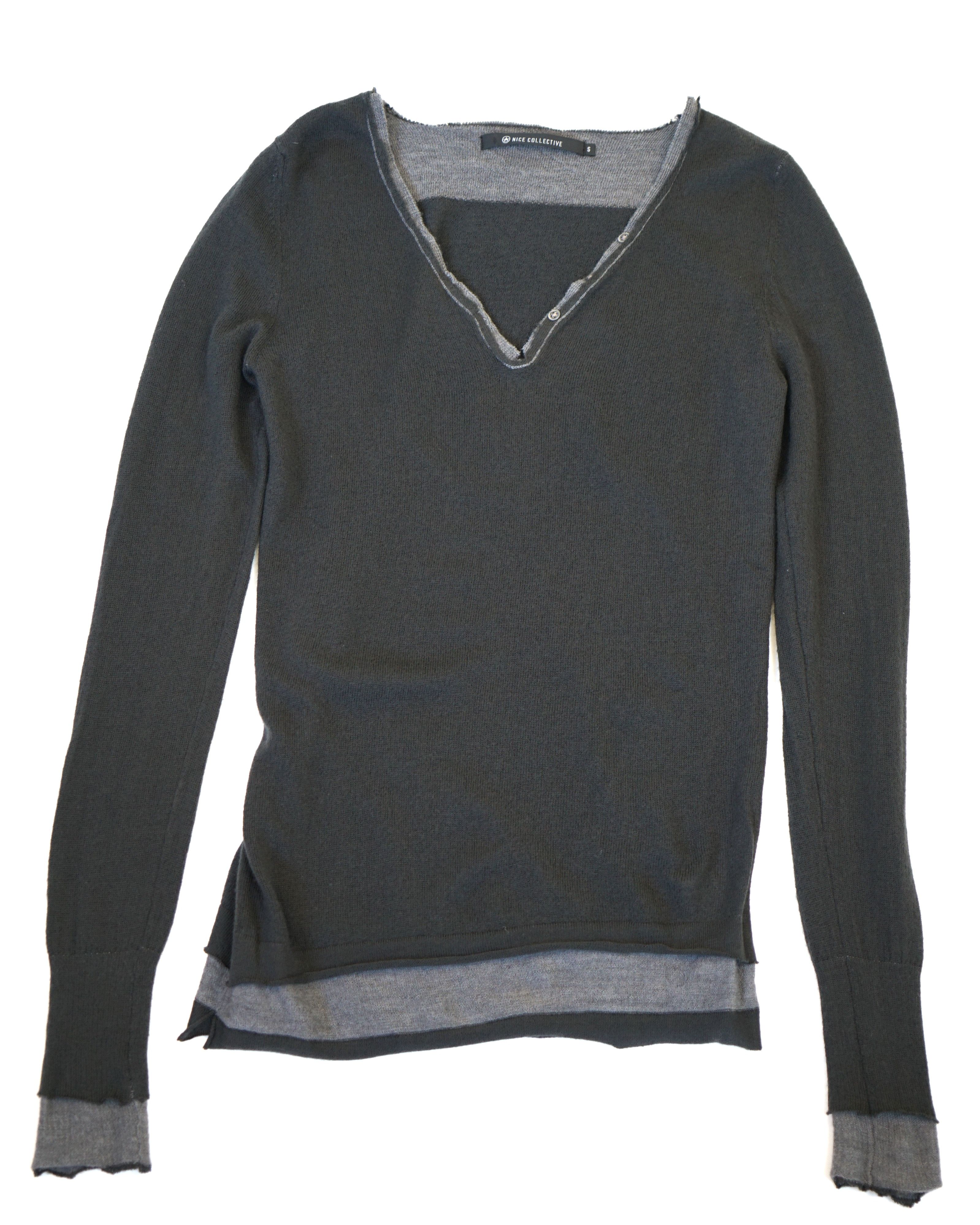 Nice Collective Trompe l'Oeil Triple-Layer Merino Henley Size US S / EU 44-46 / 1 - 1 Thumbnail