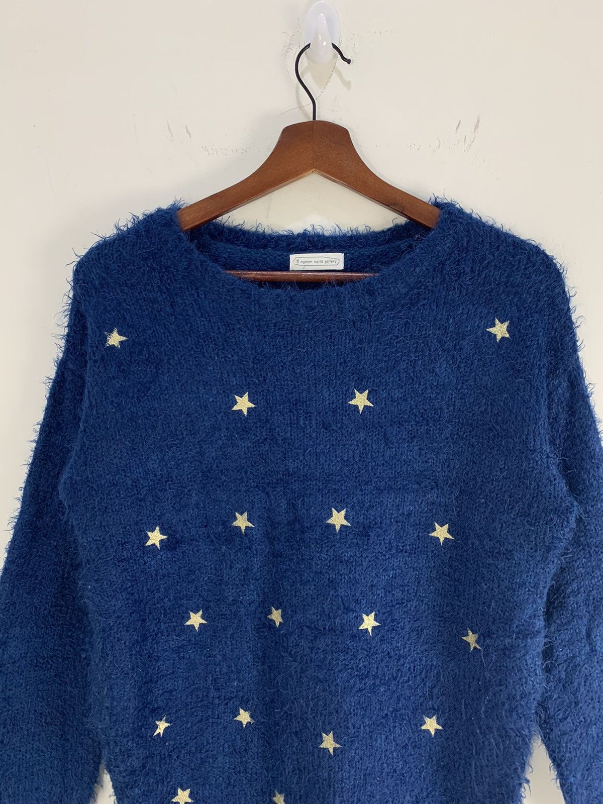 Aran Isles Knitwear × Designer × Japanese Brand HYPHEN WORLD GALERY Star Fluffy Fur Mohair Knitwear Sweater Size US M / EU 48-50 / 2 - 3 Thumbnail