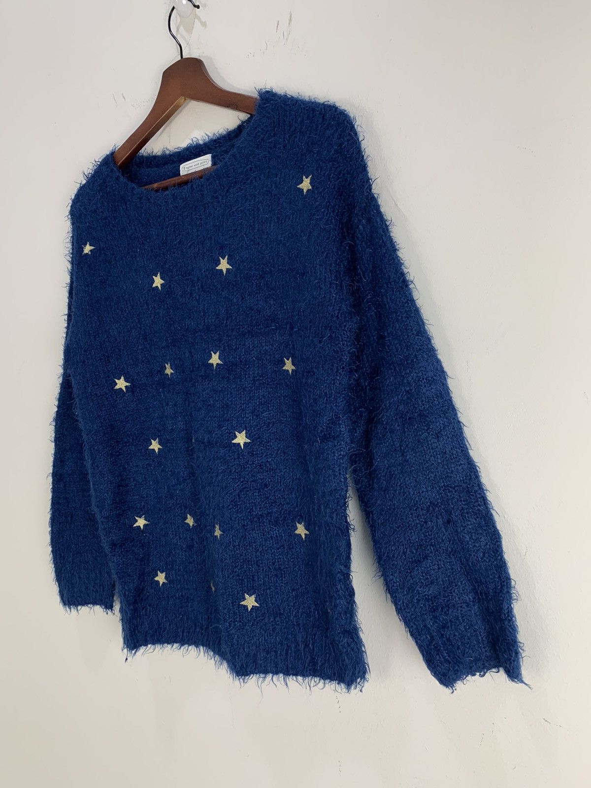 Aran Isles Knitwear × Designer × Japanese Brand HYPHEN WORLD GALERY Star Fluffy Fur Mohair Knitwear Sweater Size US M / EU 48-50 / 2 - 6 Thumbnail