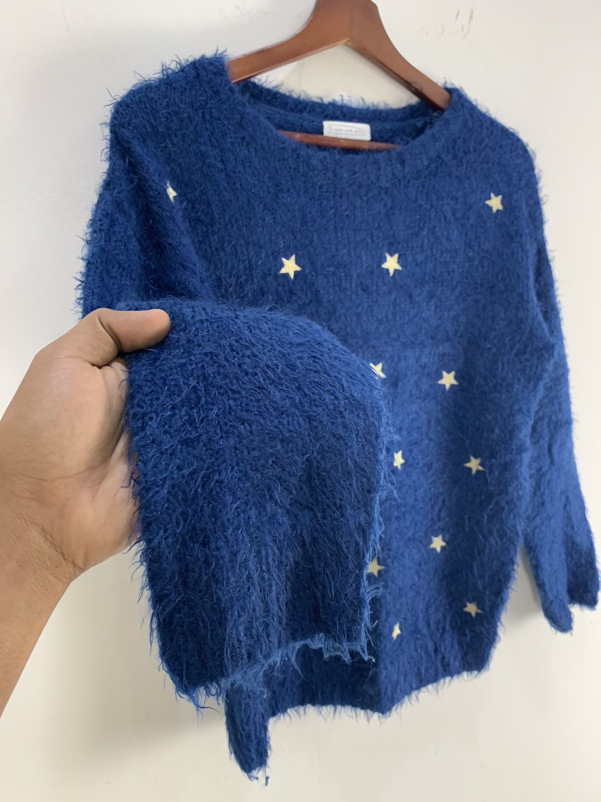 Aran Isles Knitwear × Designer × Japanese Brand HYPHEN WORLD GALERY Star Fluffy Fur Mohair Knitwear Sweater Size US M / EU 48-50 / 2 - 7 Thumbnail