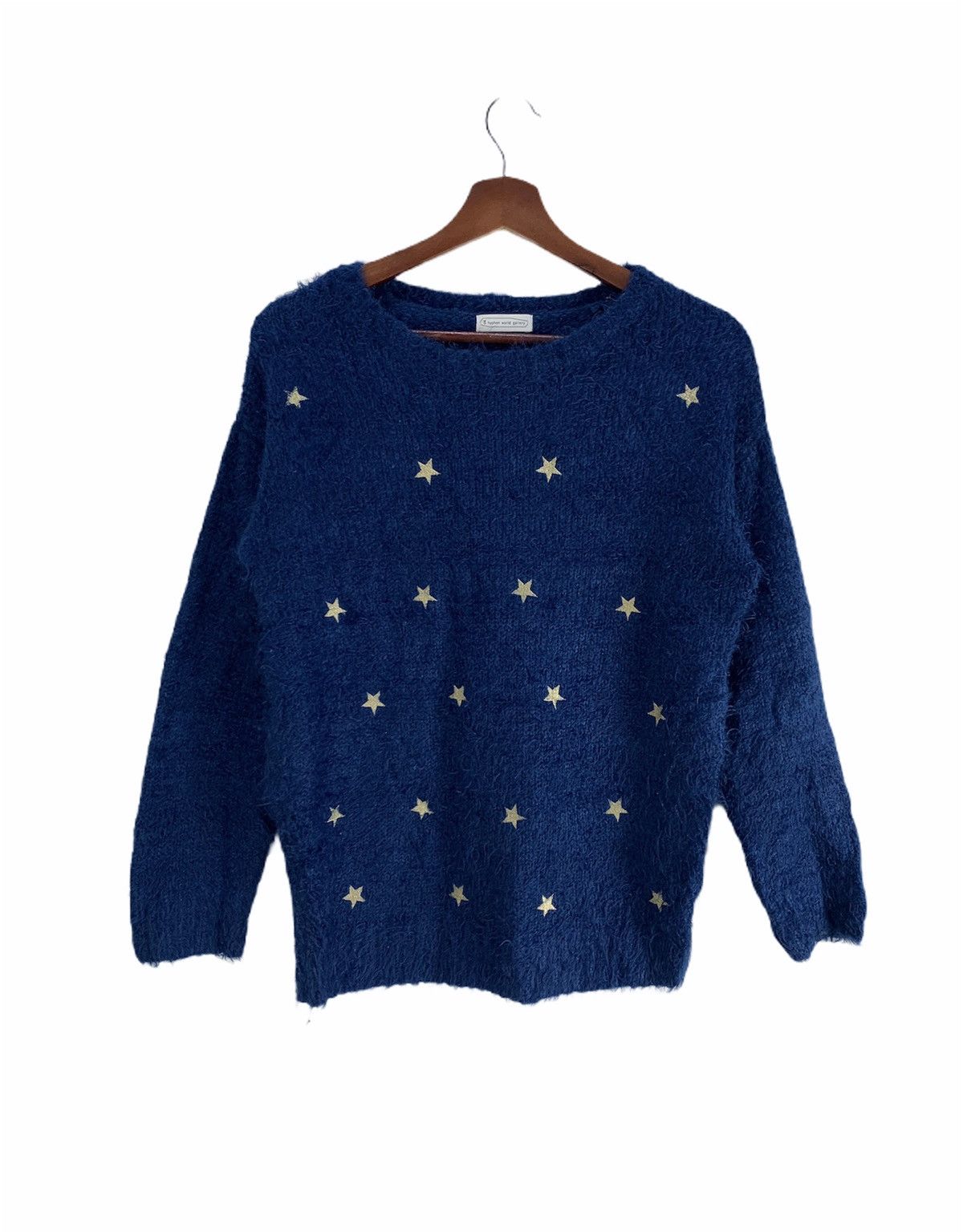 Aran Isles Knitwear × Designer × Japanese Brand HYPHEN WORLD GALERY Star Fluffy Fur Mohair Knitwear Sweater Size US M / EU 48-50 / 2 - 1 Thumbnail