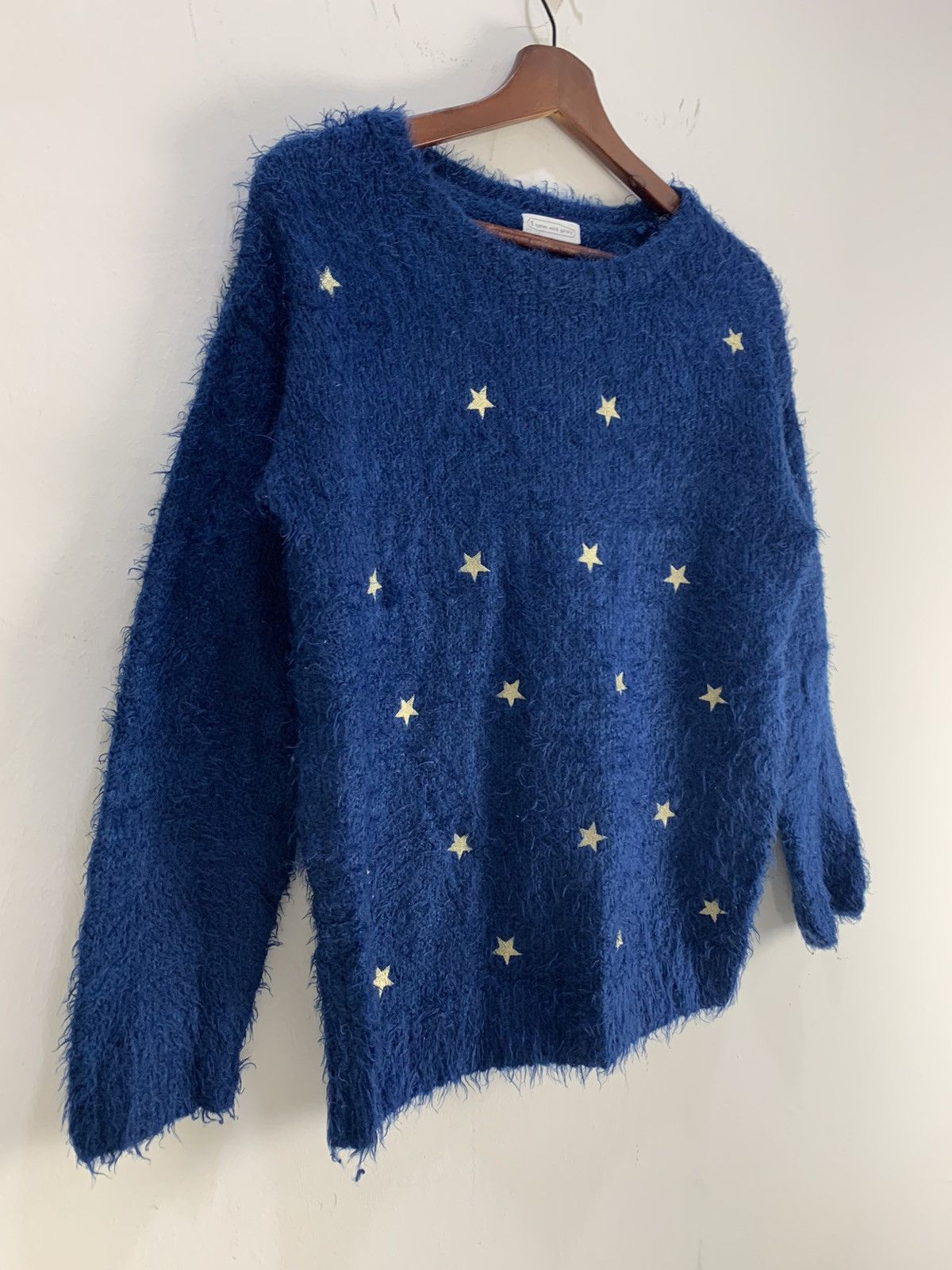 Aran Isles Knitwear × Designer × Japanese Brand HYPHEN WORLD GALERY Star Fluffy Fur Mohair Knitwear Sweater Size US M / EU 48-50 / 2 - 5 Thumbnail