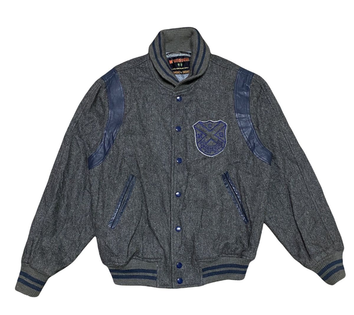 image of Stealsvintage Mcgregor Varsity Wool Jacket in Grey, Men's (Size Large)