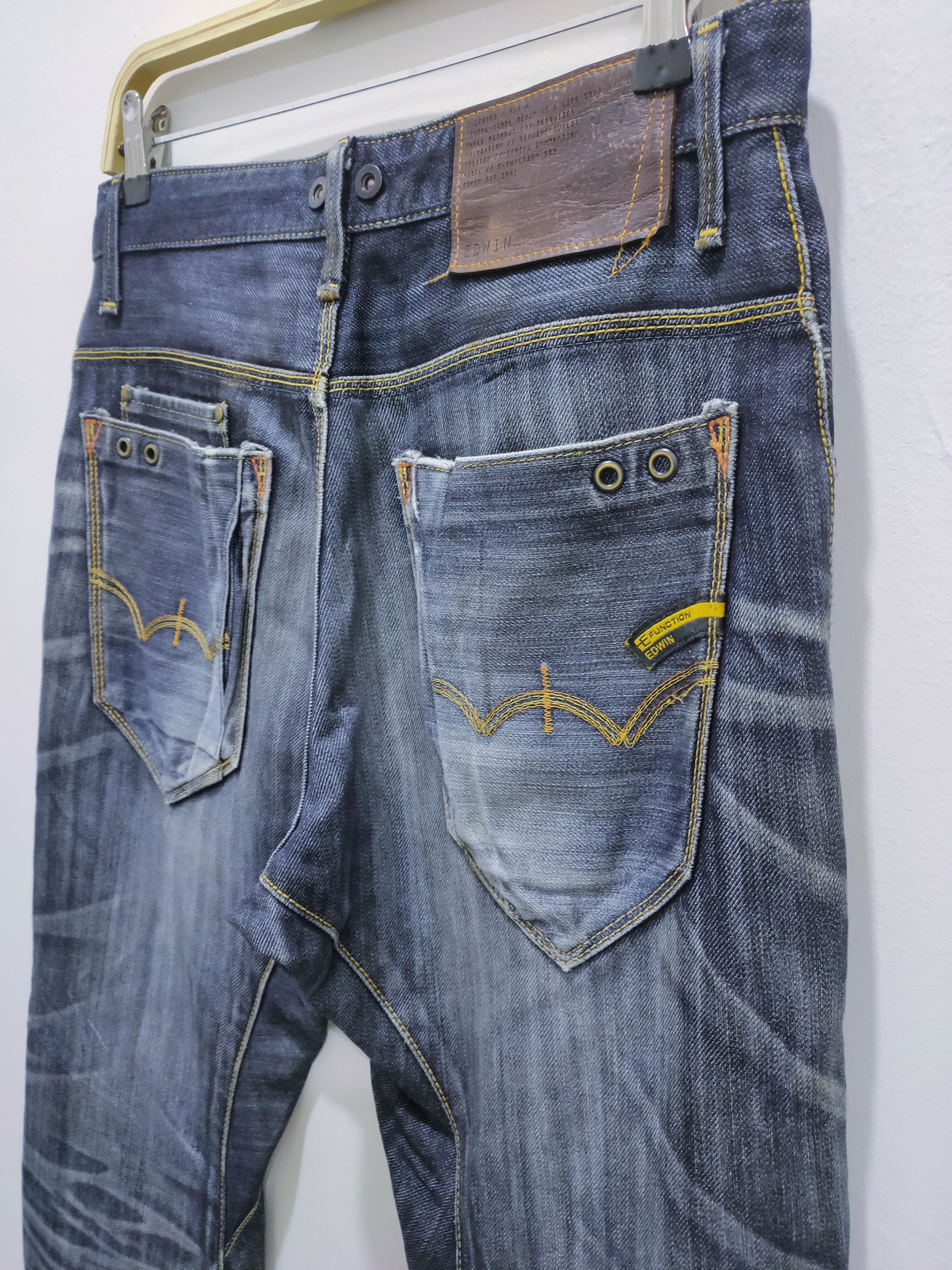 Edwin × Japanese Brand EDWIN E-FUNCTION 503 Curved Leg Camo Stone Wash Denim Jeans Size US 28 / EU 44 - 17 Thumbnail