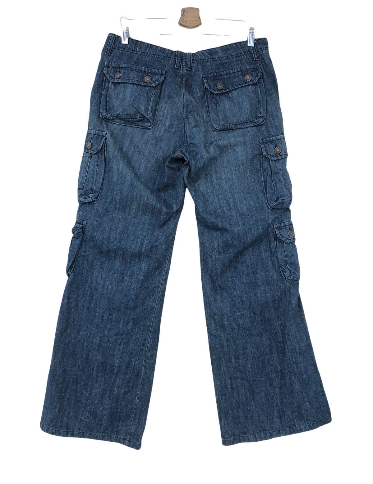 Japanese Brand 🔥🔥Japanese FR Multipocket Indigo Cargo Flare Jeans Size US 33 - 2 Thumbnail