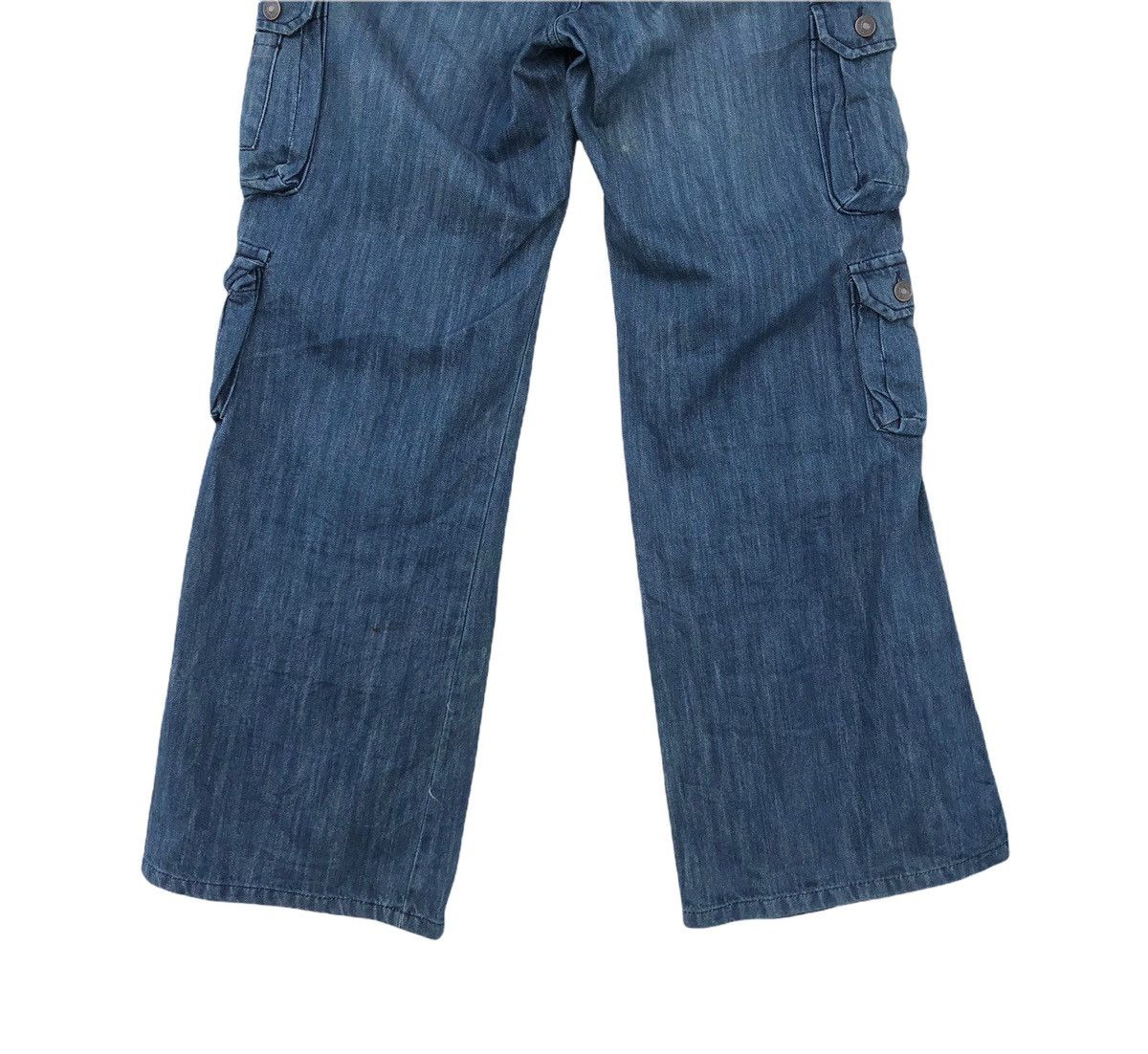 Japanese Brand 🔥🔥Japanese FR Multipocket Indigo Cargo Flare Jeans Size US 33 - 12 Thumbnail