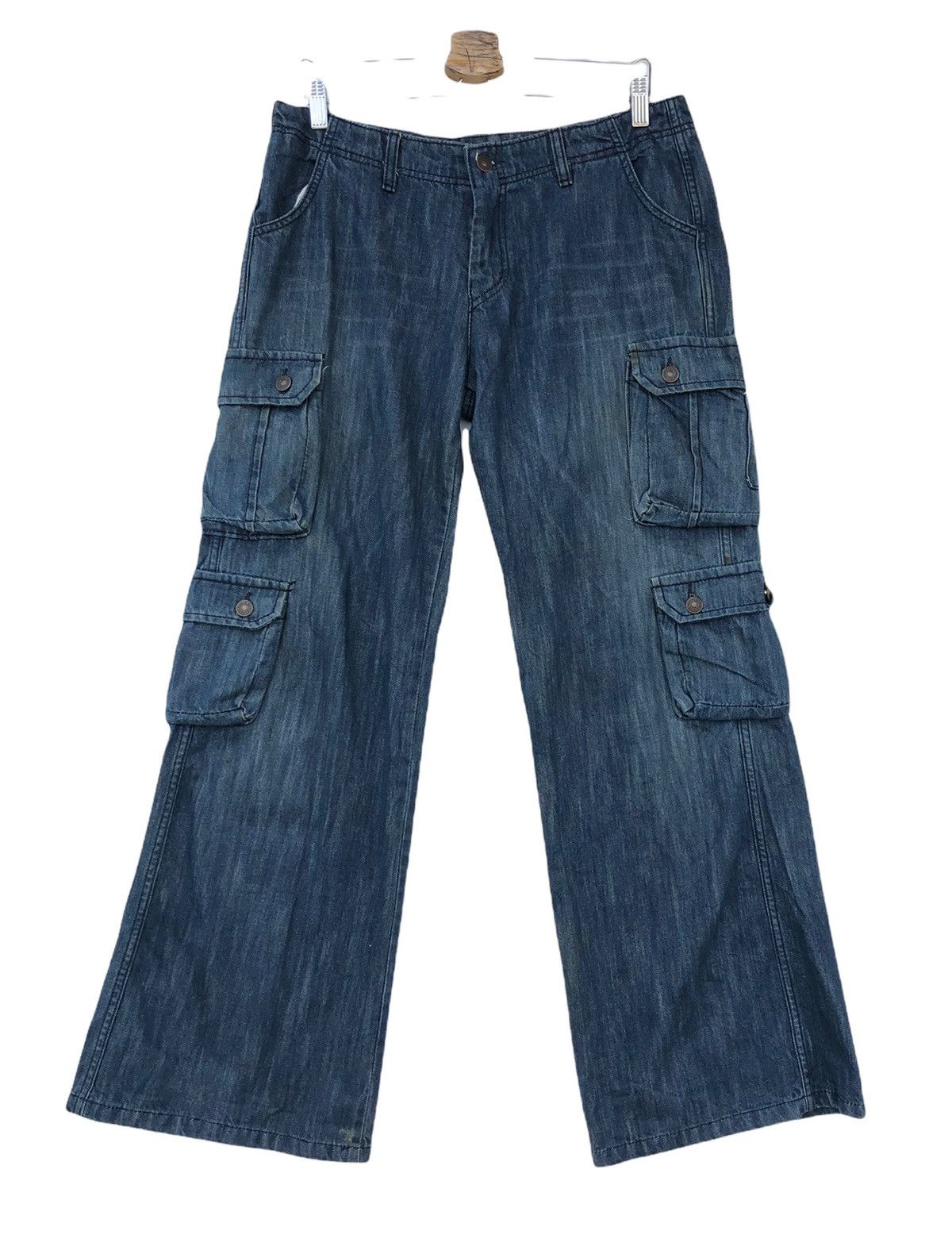 🔥🔥Japanese FR Multipocket Indigo Cargo Flare Jeans