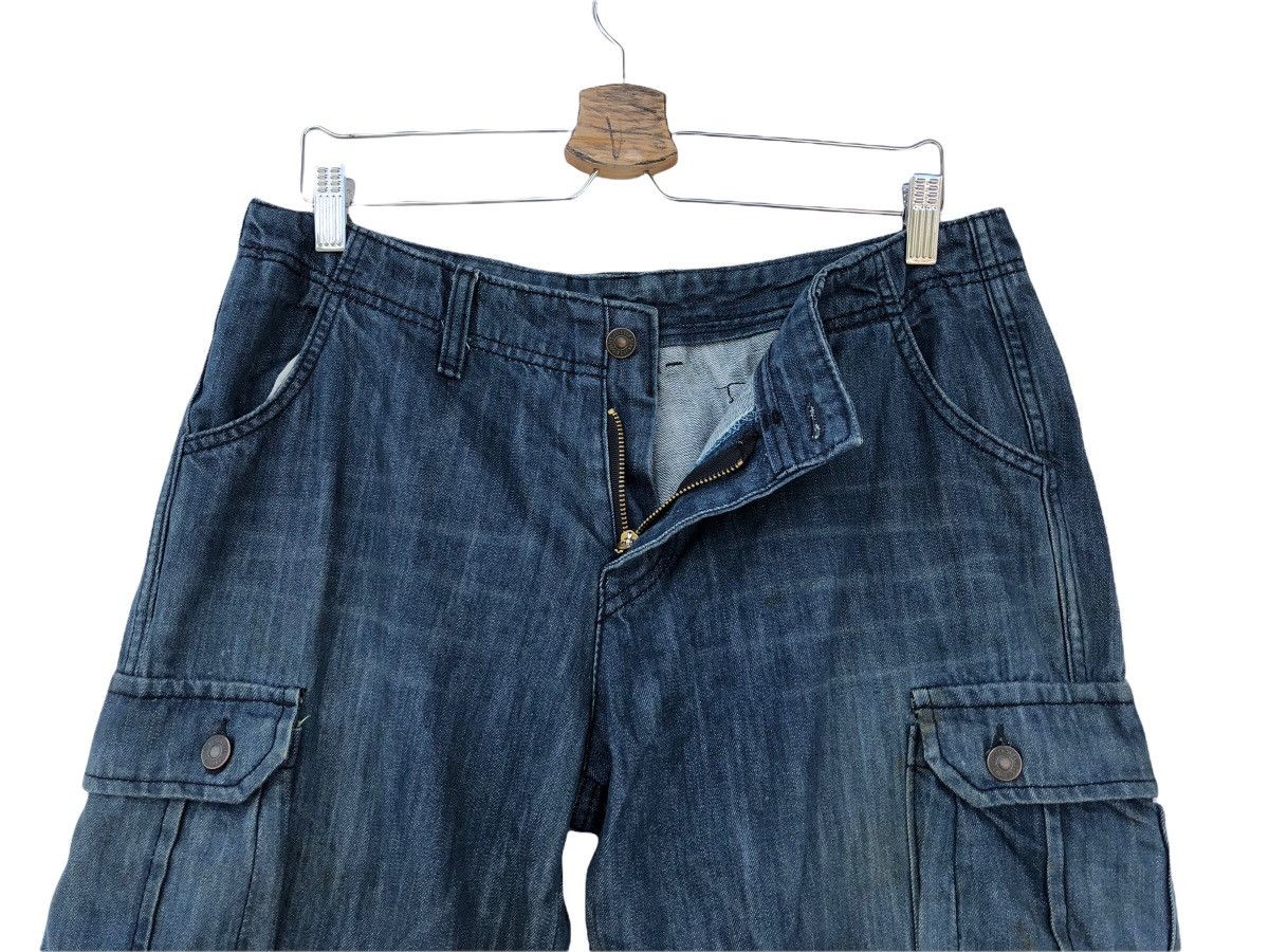 Japanese Brand 🔥🔥Japanese FR Multipocket Indigo Cargo Flare Jeans Size US 33 - 9 Thumbnail