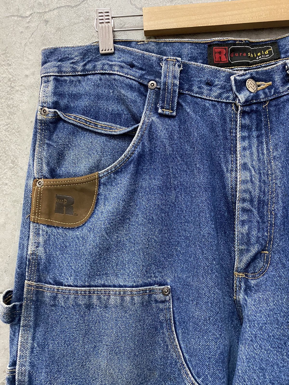 Vintage × Wrangler Vintage Trashed Wrangler Double knee Dirty Blue Denim Pants Size US 34 / EU 50 - 7 Thumbnail