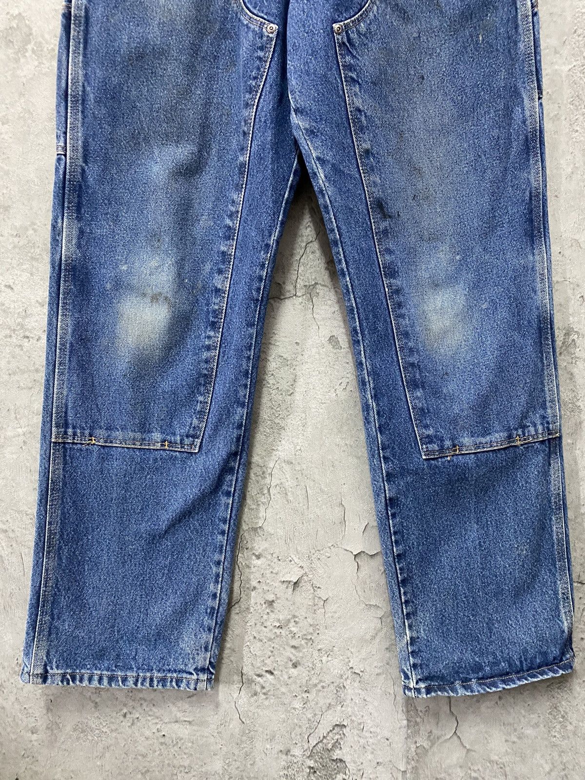 Vintage × Wrangler Vintage Trashed Wrangler Double knee Dirty Blue Denim Pants Size US 34 / EU 50 - 4 Thumbnail