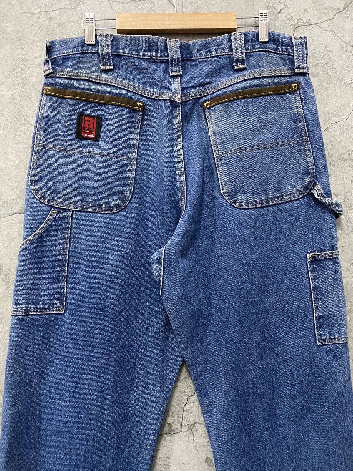 Vintage × Wrangler Vintage Trashed Wrangler Double knee Dirty Blue Denim Pants Size US 34 / EU 50 - 8 Thumbnail
