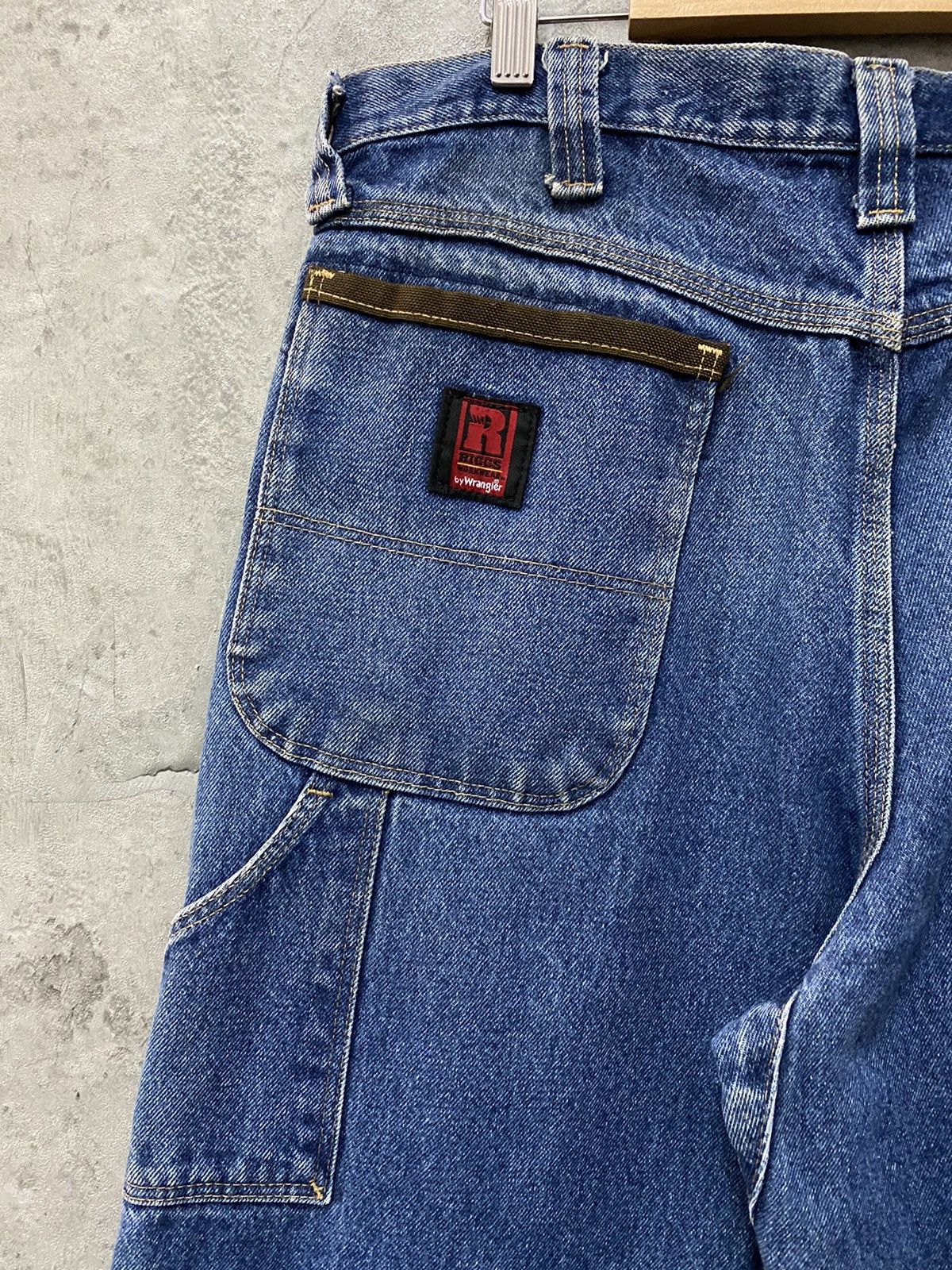 Vintage × Wrangler Vintage Trashed Wrangler Double knee Dirty Blue Denim Pants Size US 34 / EU 50 - 10 Thumbnail