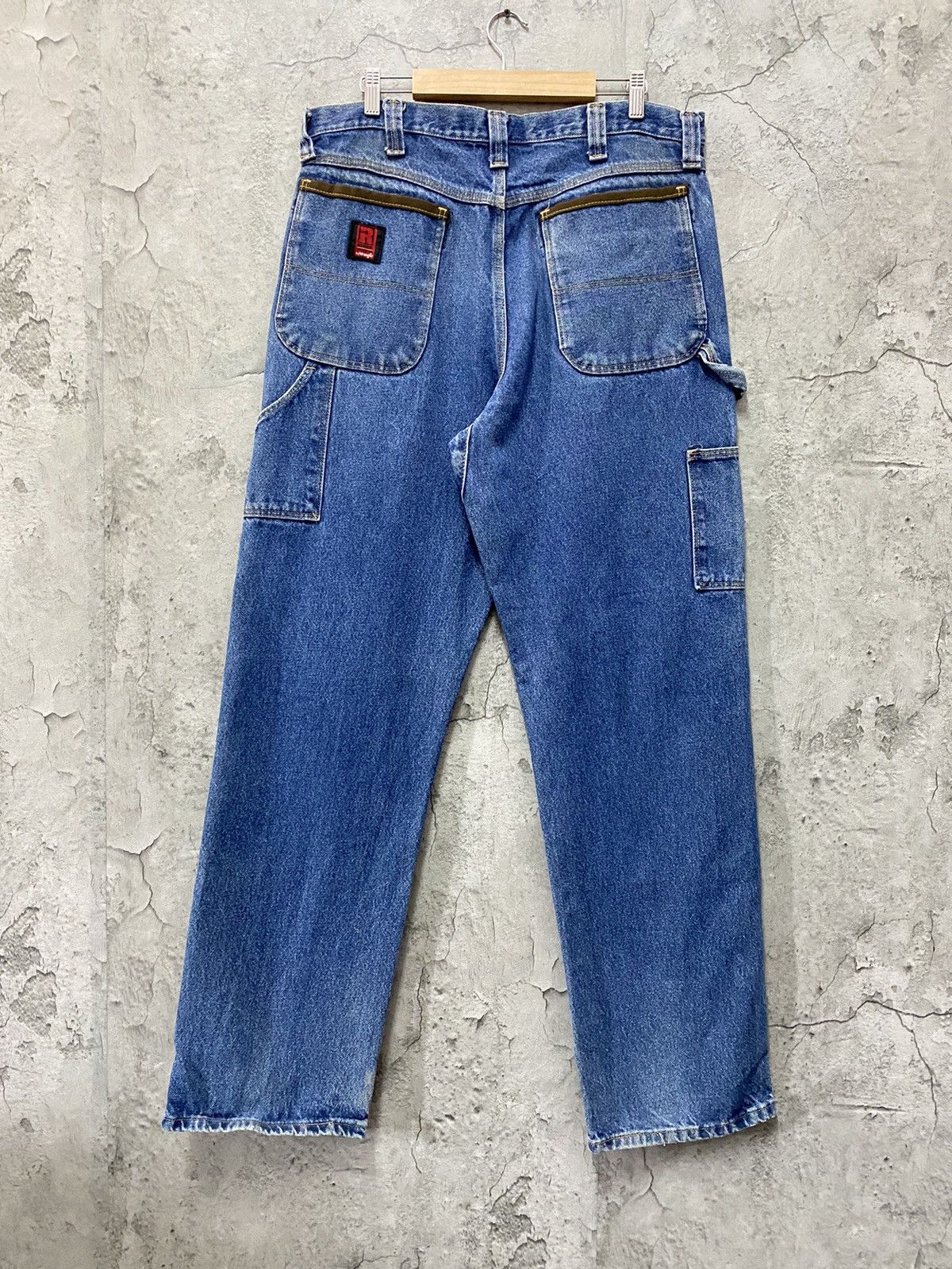 Vintage × Wrangler Vintage Trashed Wrangler Double knee Dirty Blue Denim Pants Size US 34 / EU 50 - 2 Thumbnail