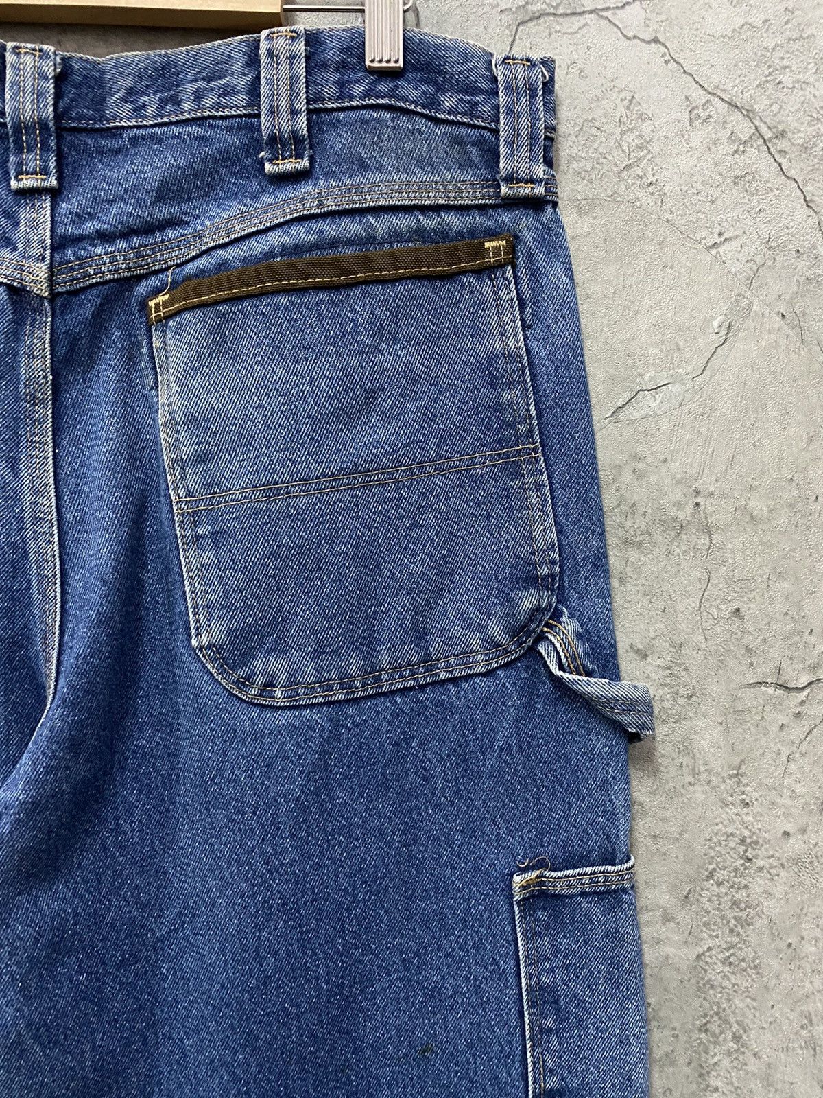 Vintage × Wrangler Vintage Trashed Wrangler Double knee Dirty Blue Denim Pants Size US 34 / EU 50 - 11 Thumbnail