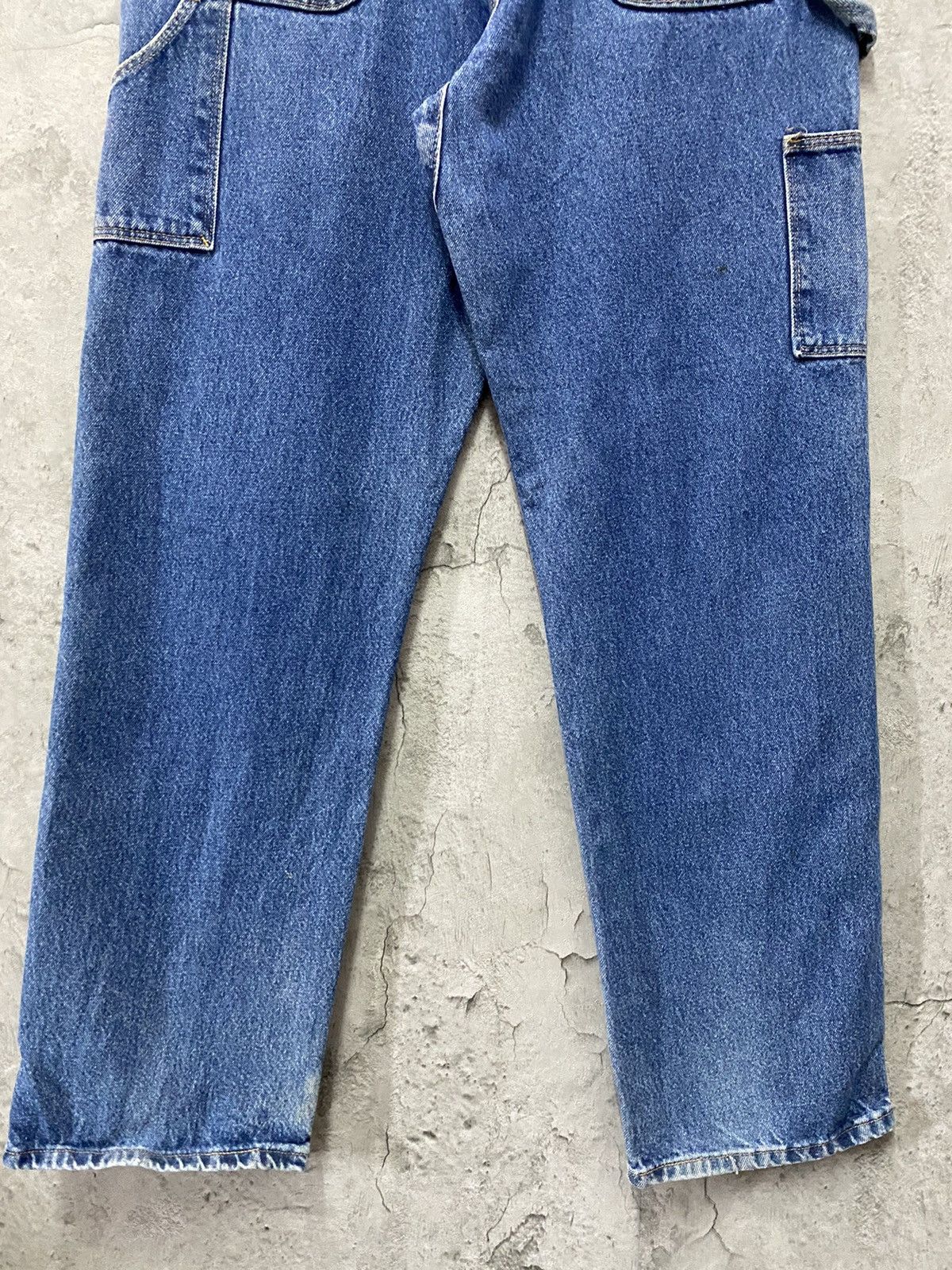Vintage × Wrangler Vintage Trashed Wrangler Double knee Dirty Blue Denim Pants Size US 34 / EU 50 - 9 Thumbnail