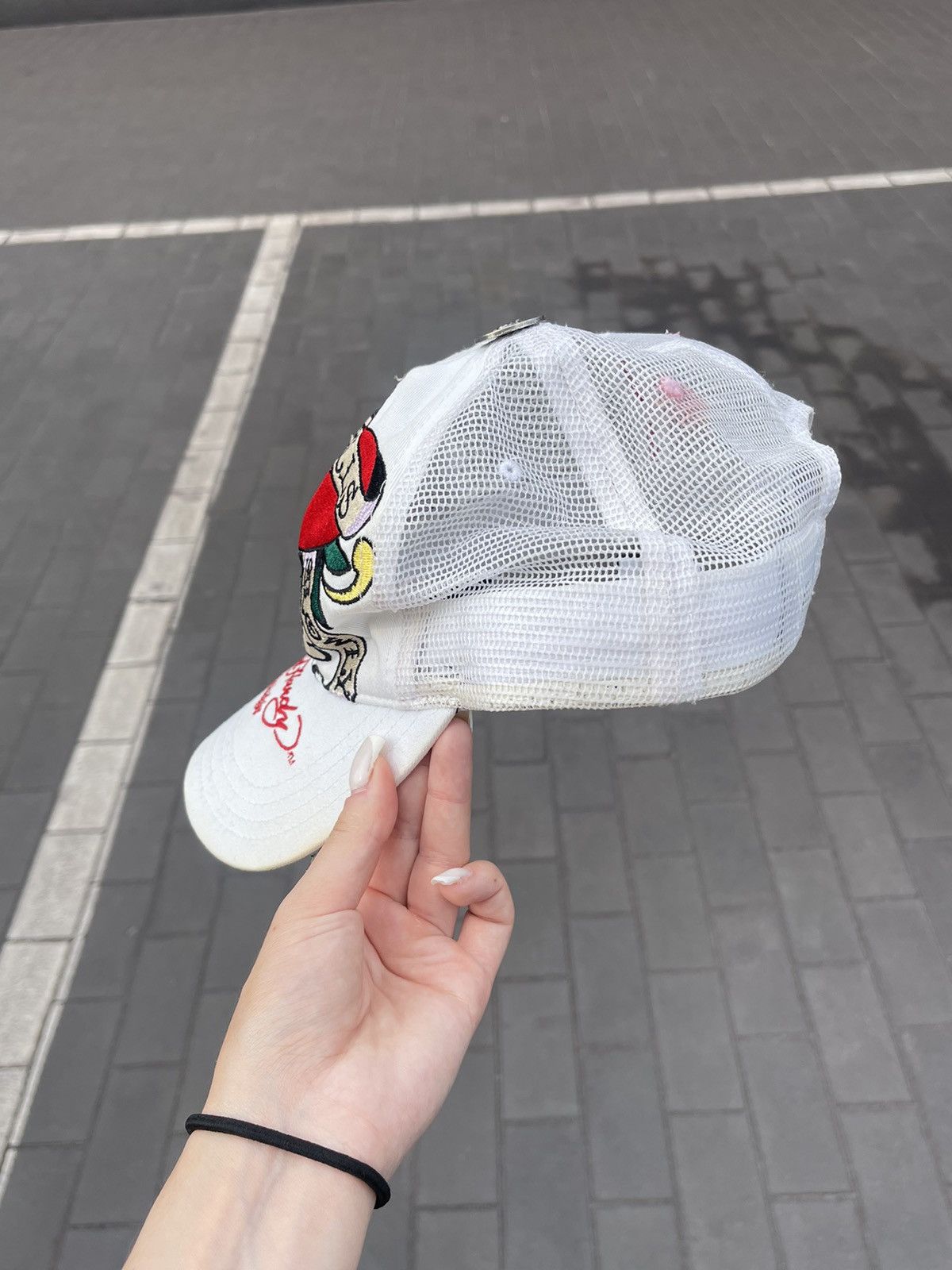 Christian Audigier Vintage Ed Hardy Christian Audigier Skull White Trucker Cap Size ONE SIZE - 6 Thumbnail