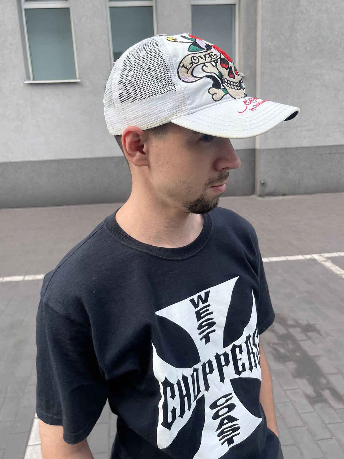 Christian Audigier Vintage Ed Hardy Christian Audigier Skull White Trucker Cap Size ONE SIZE - 4 Thumbnail