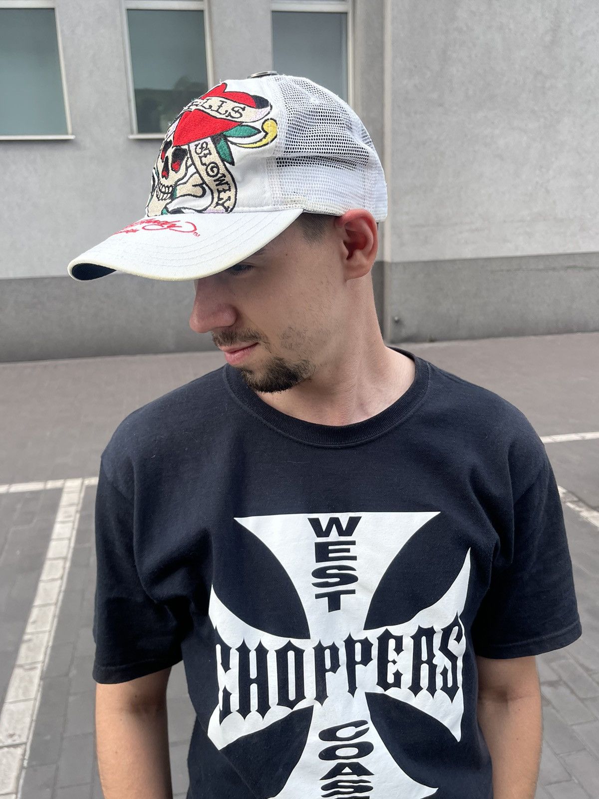 Christian Audigier Vintage Ed Hardy Christian Audigier Skull White Trucker Cap Size ONE SIZE - 3 Thumbnail
