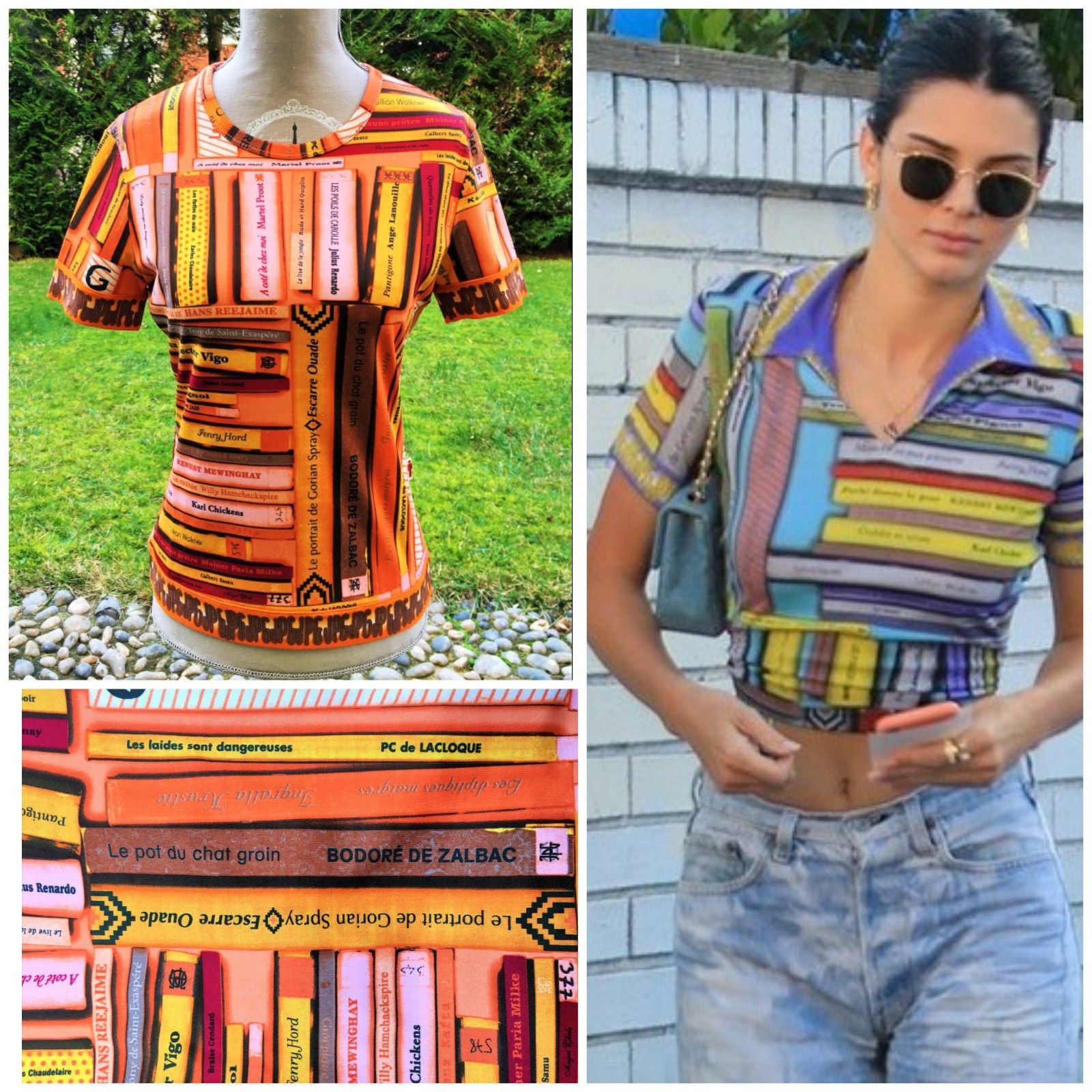 image of Jean Paul Gaultier Kendall Jenner Book Parody Vintage Top in Orange, Women's (Size Medium)