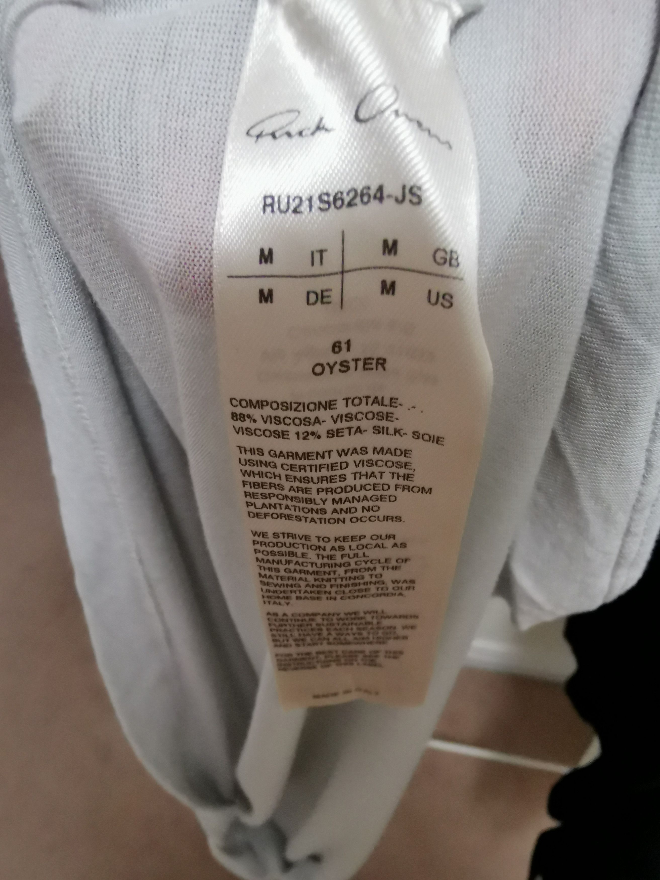 Rick Owens Rick Owens Level tee in viscose oyster Size US M / EU 48-50 / 2 - 4 Thumbnail