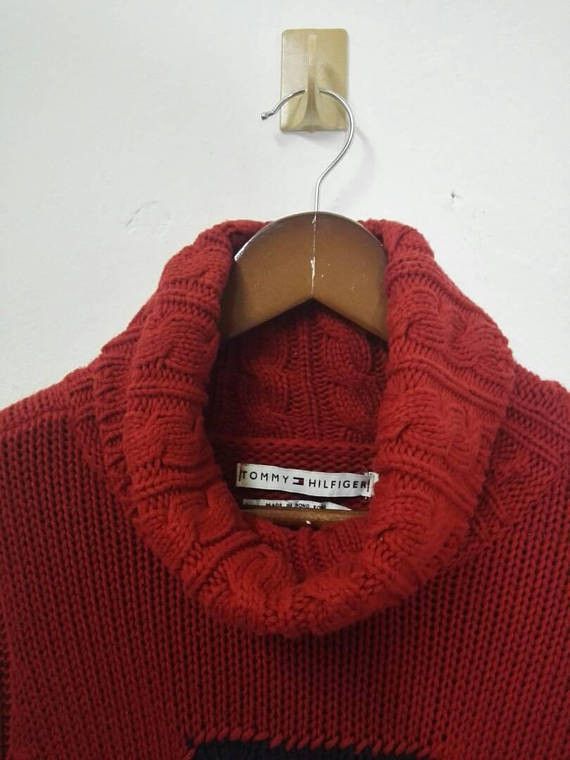 Tommy Hilfiger VTG TOMMY HILFIGER Knitwear Sweater Turtle Neck Logo Design Size US S / EU 44-46 / 1 - 4 Thumbnail